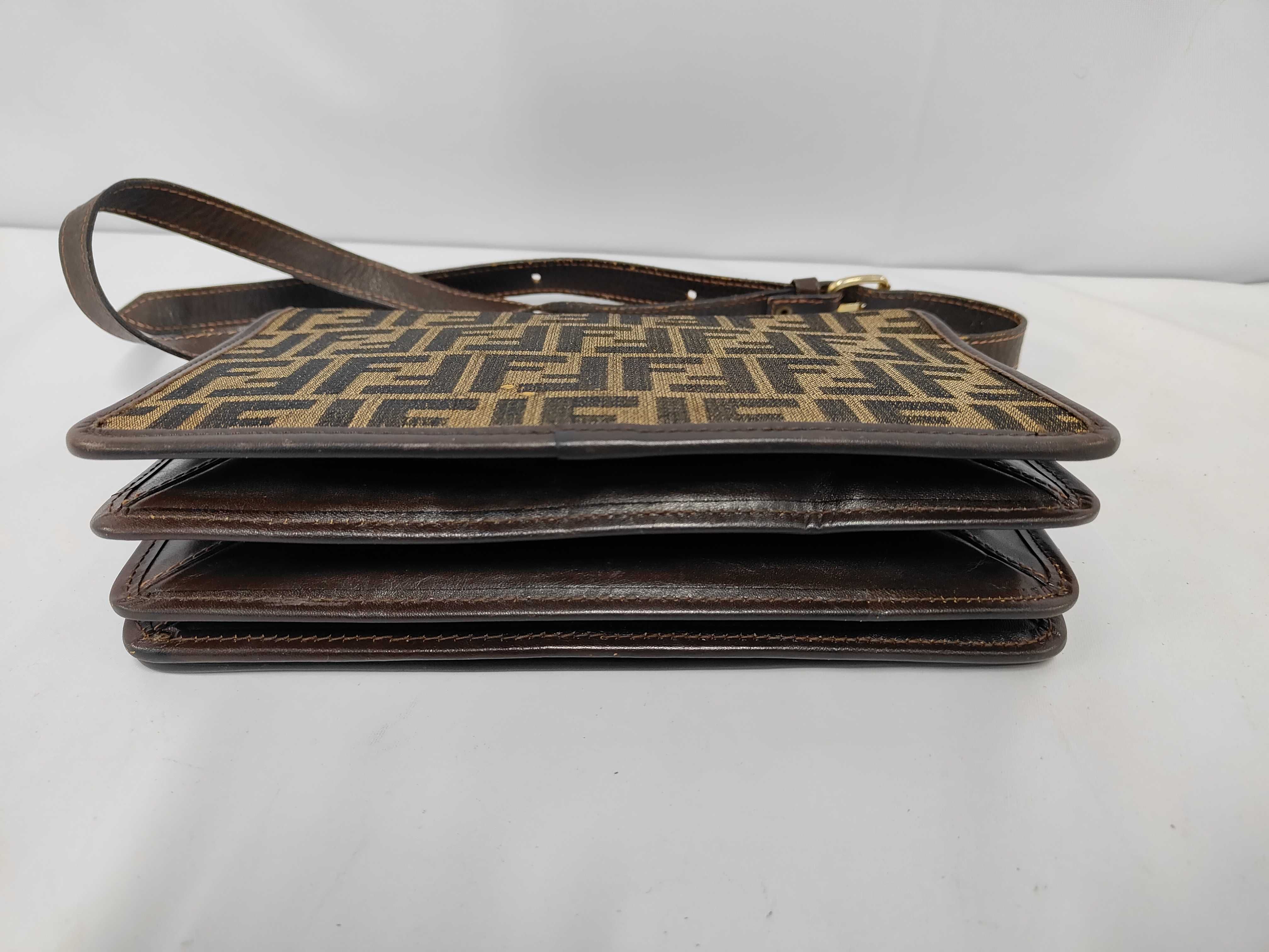 Zucca Brown Canvas Leather Shoulder Bag — view 3