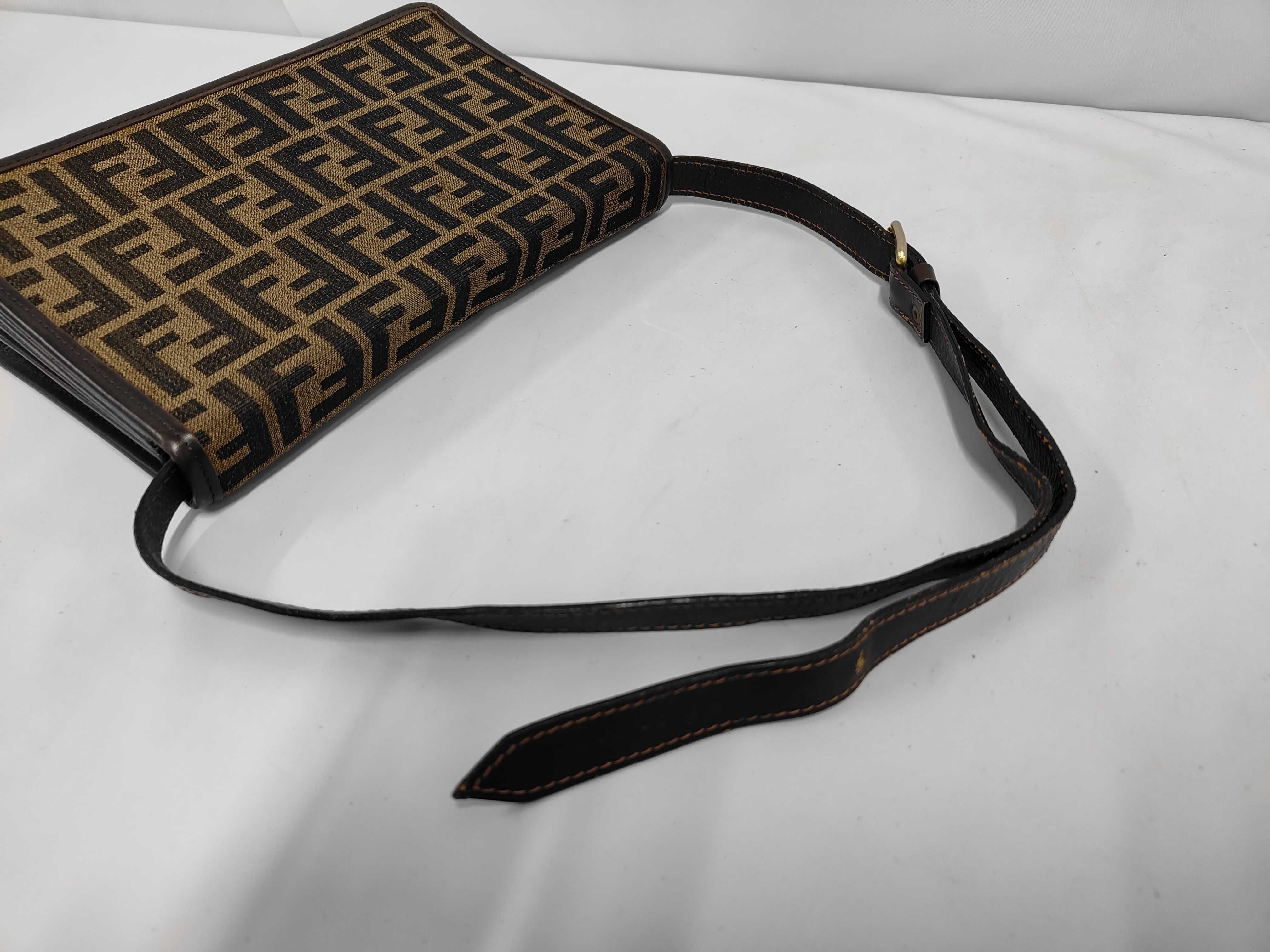 Zucca Brown Canvas Leather Shoulder Bag — view 6