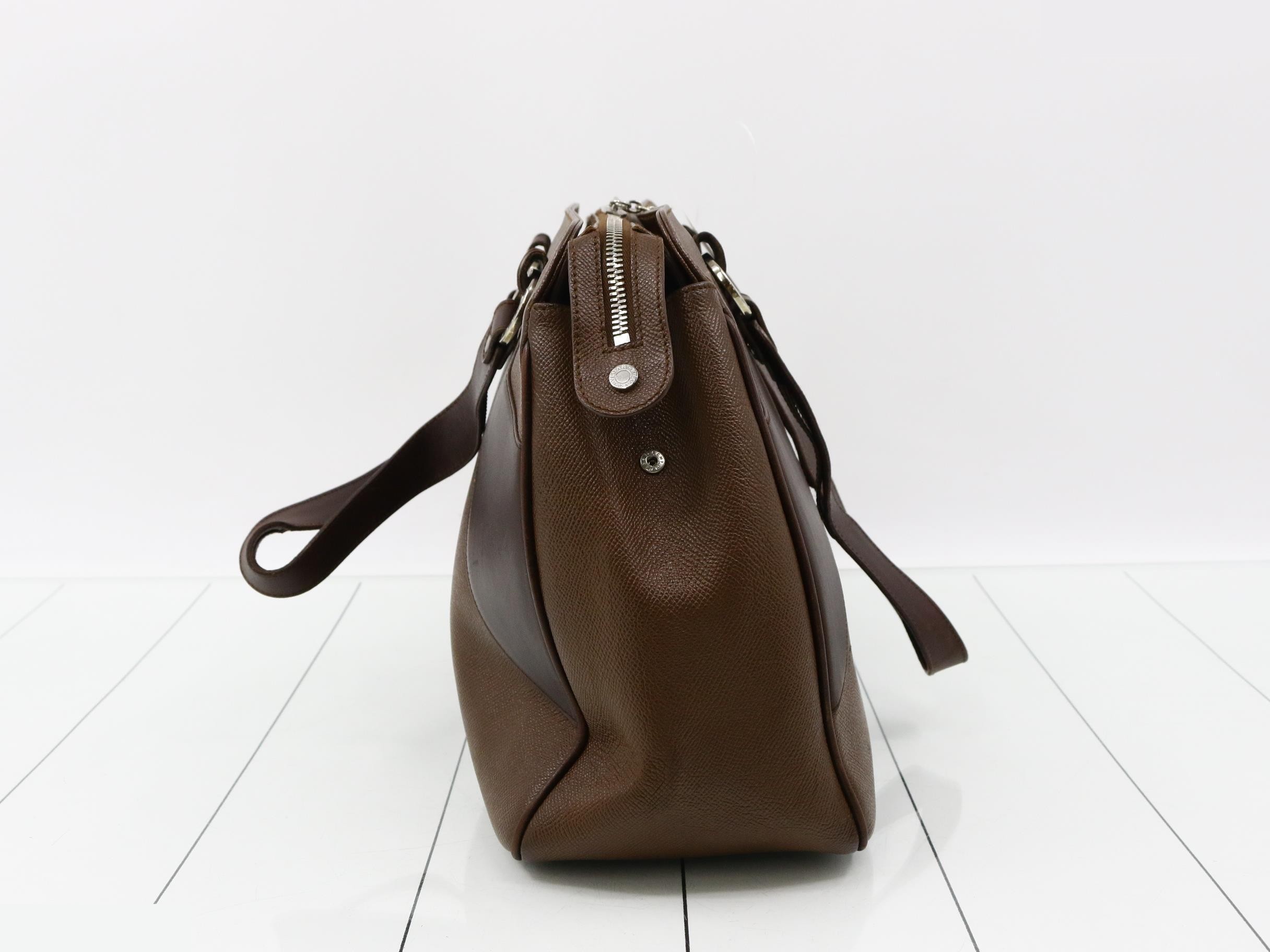 Leather handbag with logo hardware, brown tones. — view 4