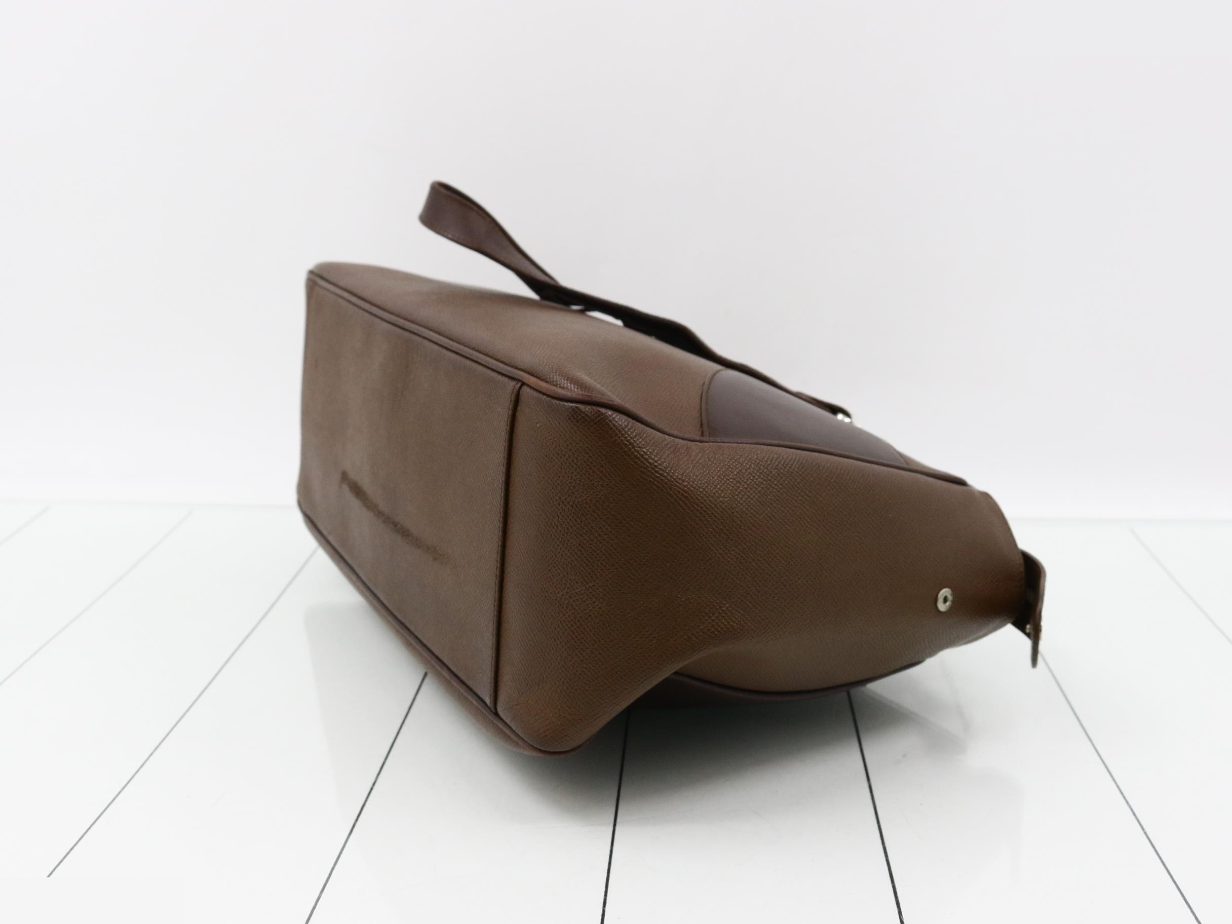 Leather handbag with logo hardware, brown tones. — view 6