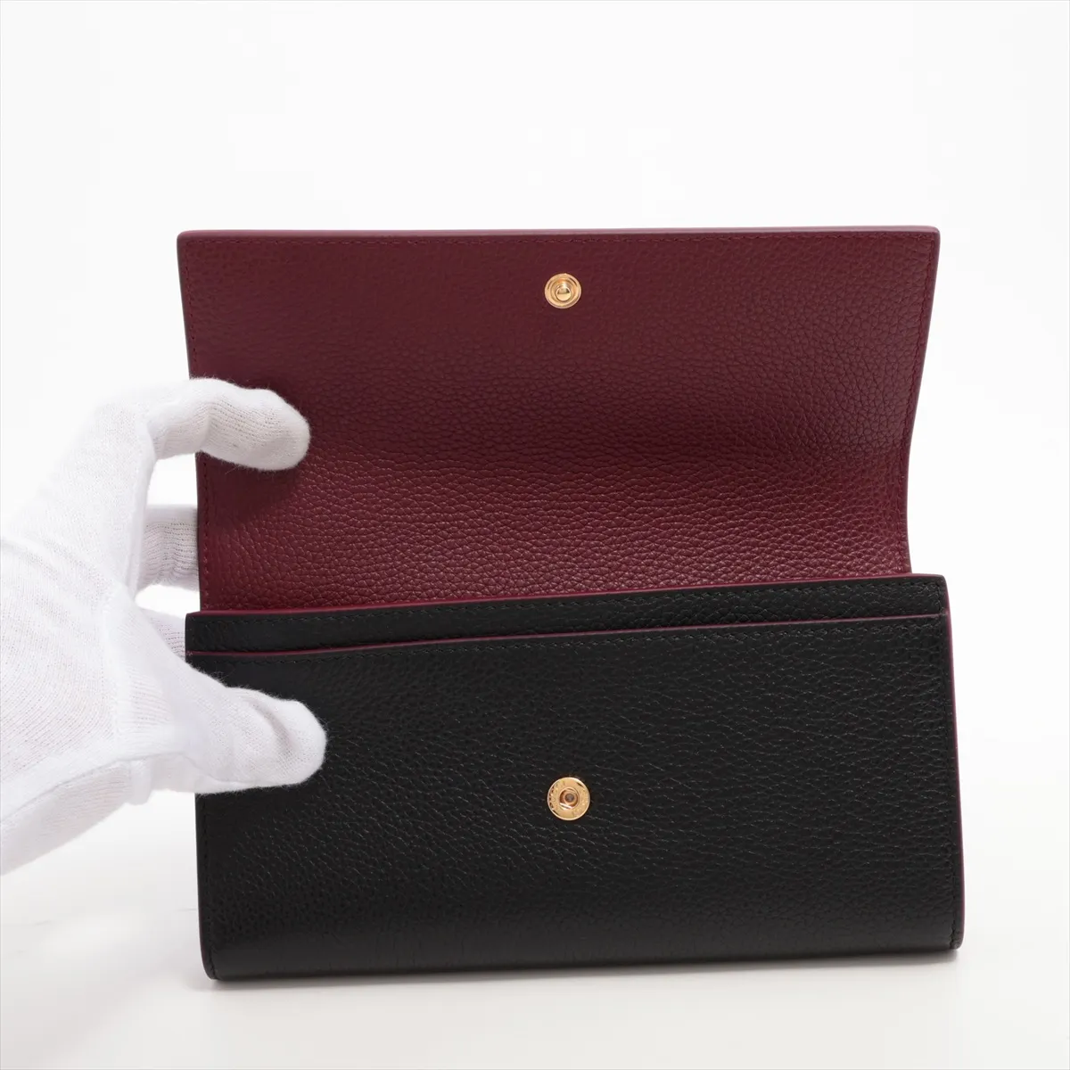 Bamboo GG Marmont 456116 Leather Long Wallet, Black — view 3
