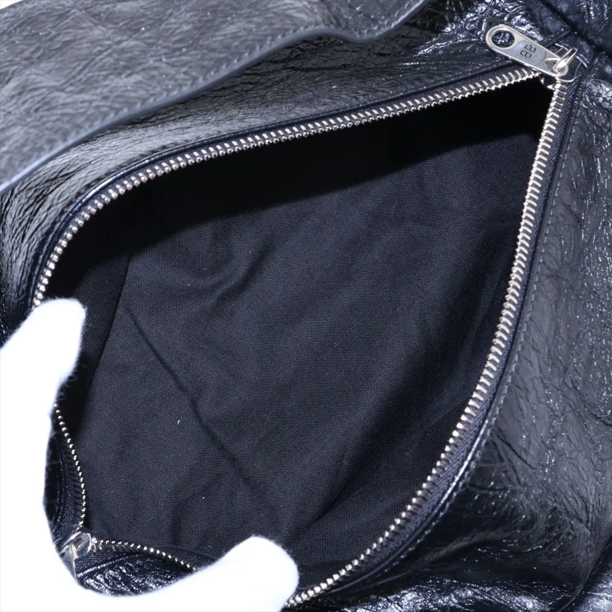 Superbusy 702167 Leather Shoulder Bag, Black — view 7