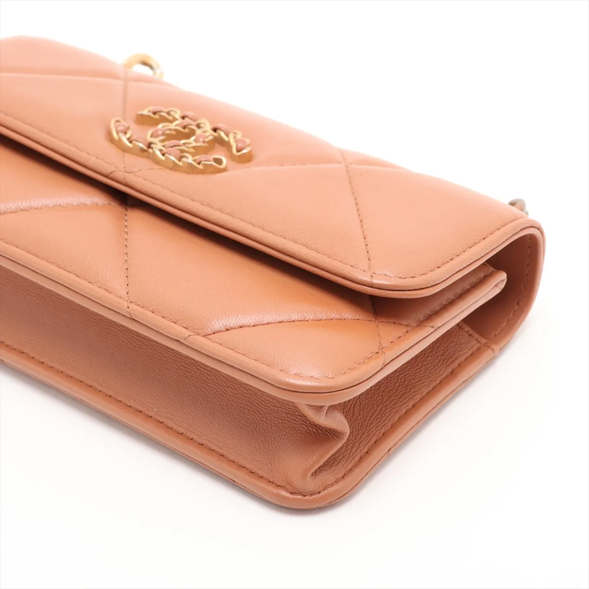 19 Lambskin Chain Wallet Brown Gold Hardware N02AG1UJ Random Serial Number — view 3