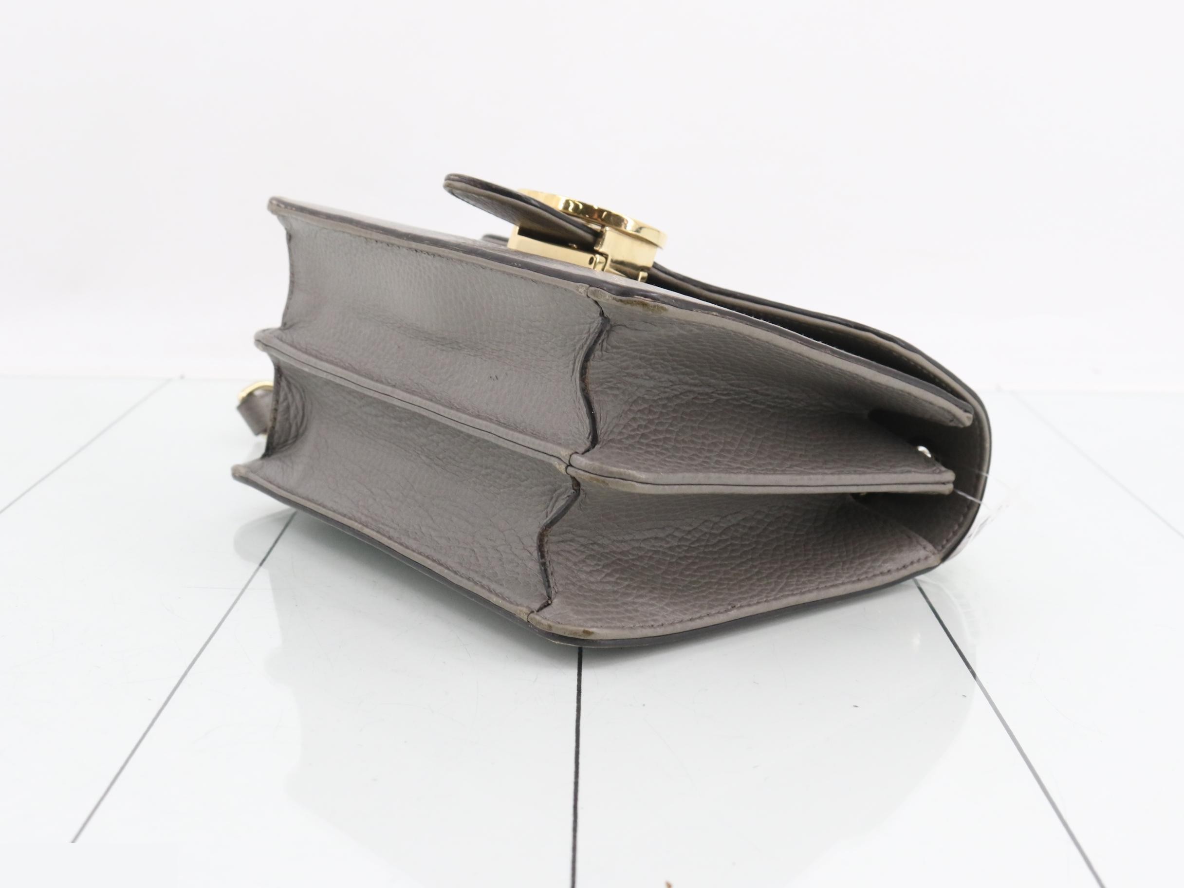 Leather Interlocking G Chain Shoulder Bag, Gray, Gold Hardware — view 6
