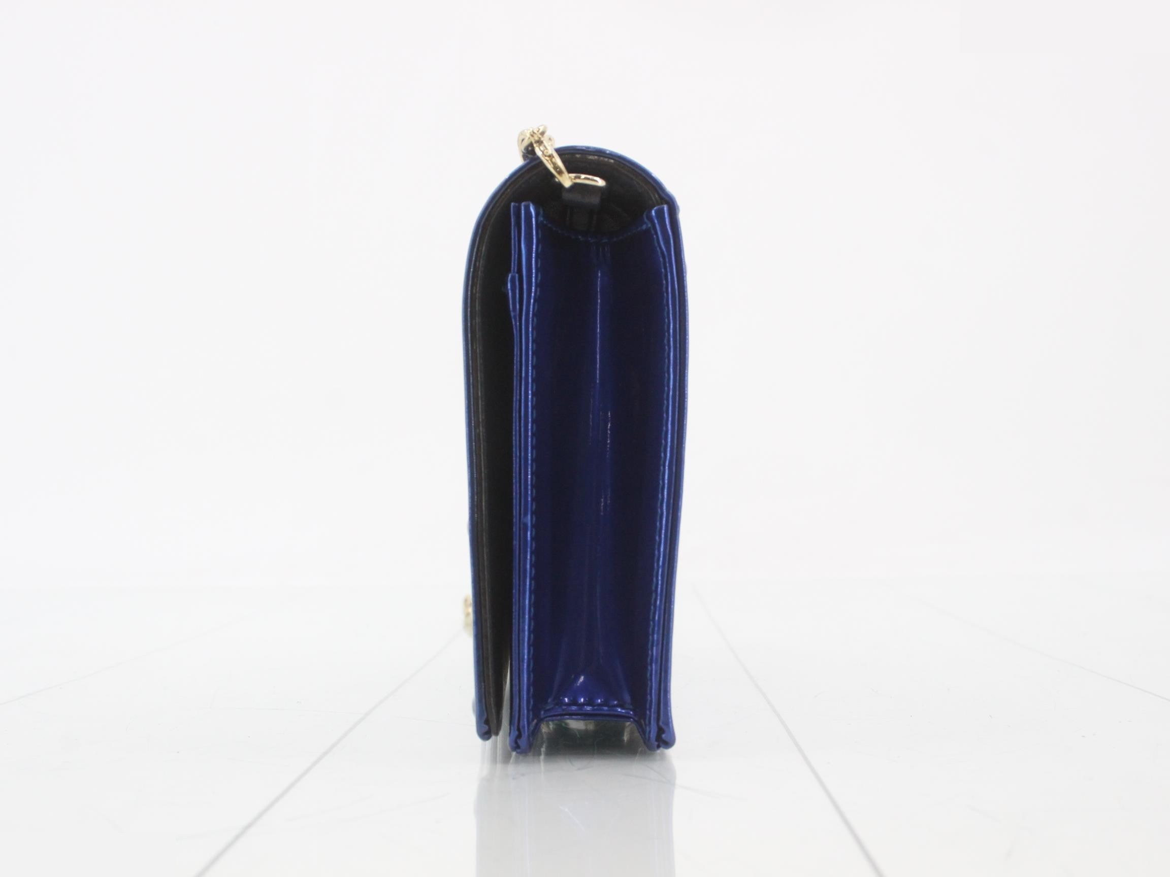 Diorama Enamel Chain Shoulder Bag (Blue) — view 3