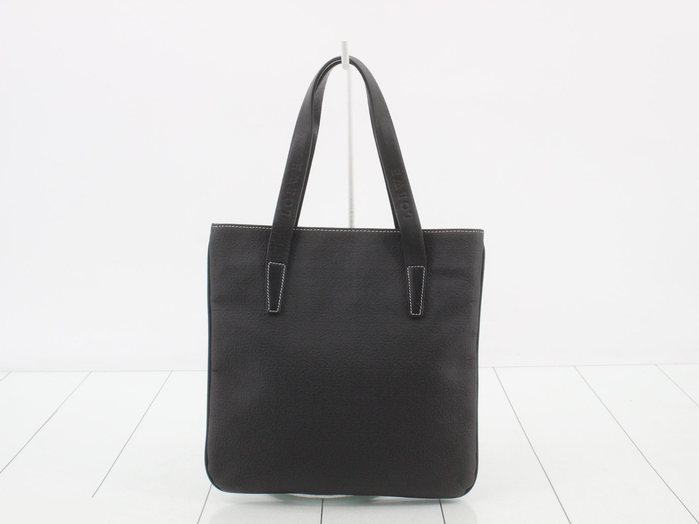 Anagram Repeat Tote Bag, Black Leather — view 2