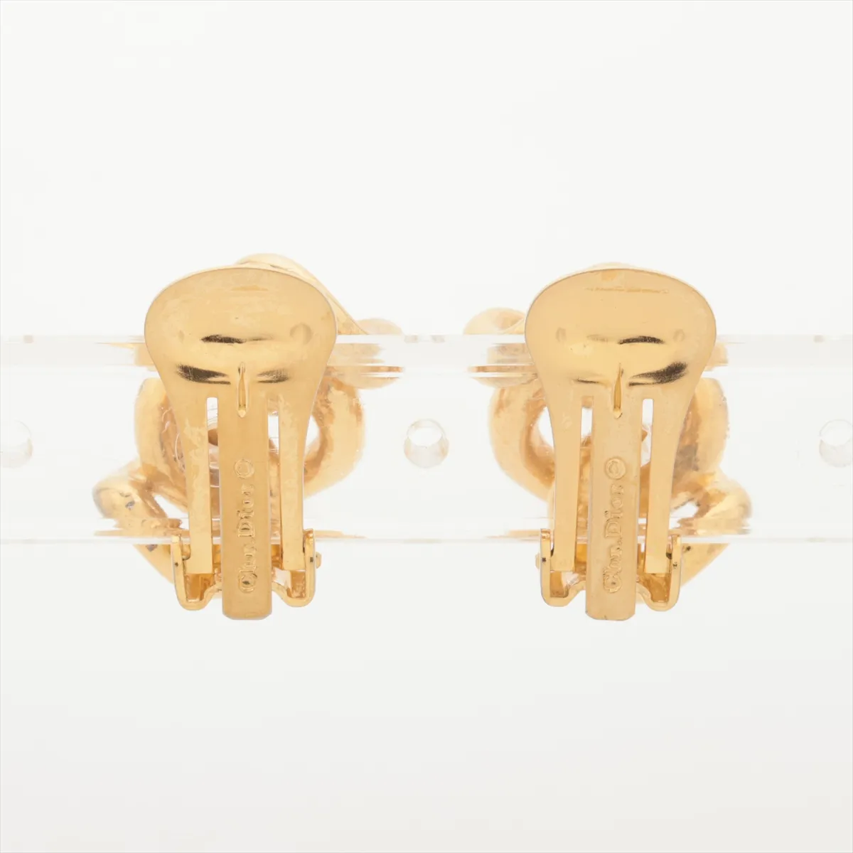 chain earrings (for both ears), GP gold, dents, — view 2