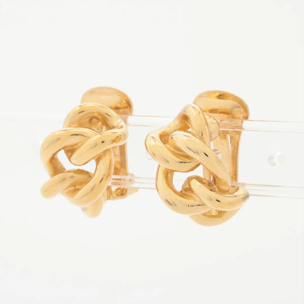 chain earrings (for both ears), GP gold, dents, — view 3