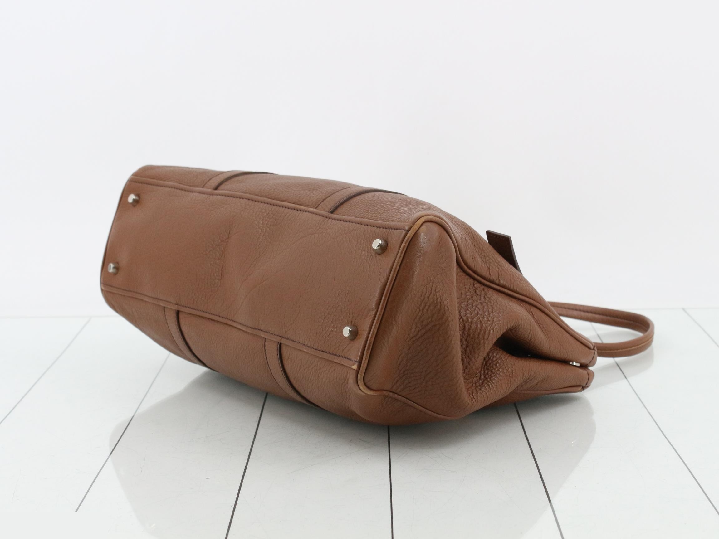 Leather shoulder bag, brown, silver hardware. — view 6