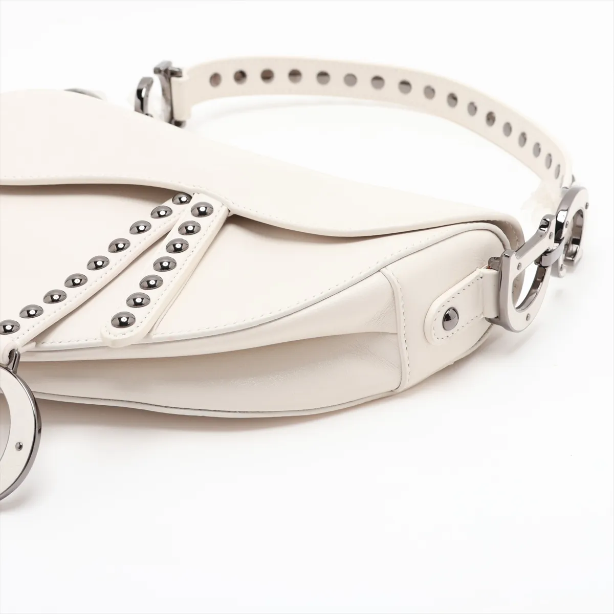 Saddle Bag Leather 2-Way Shoulder Bag White — view 3