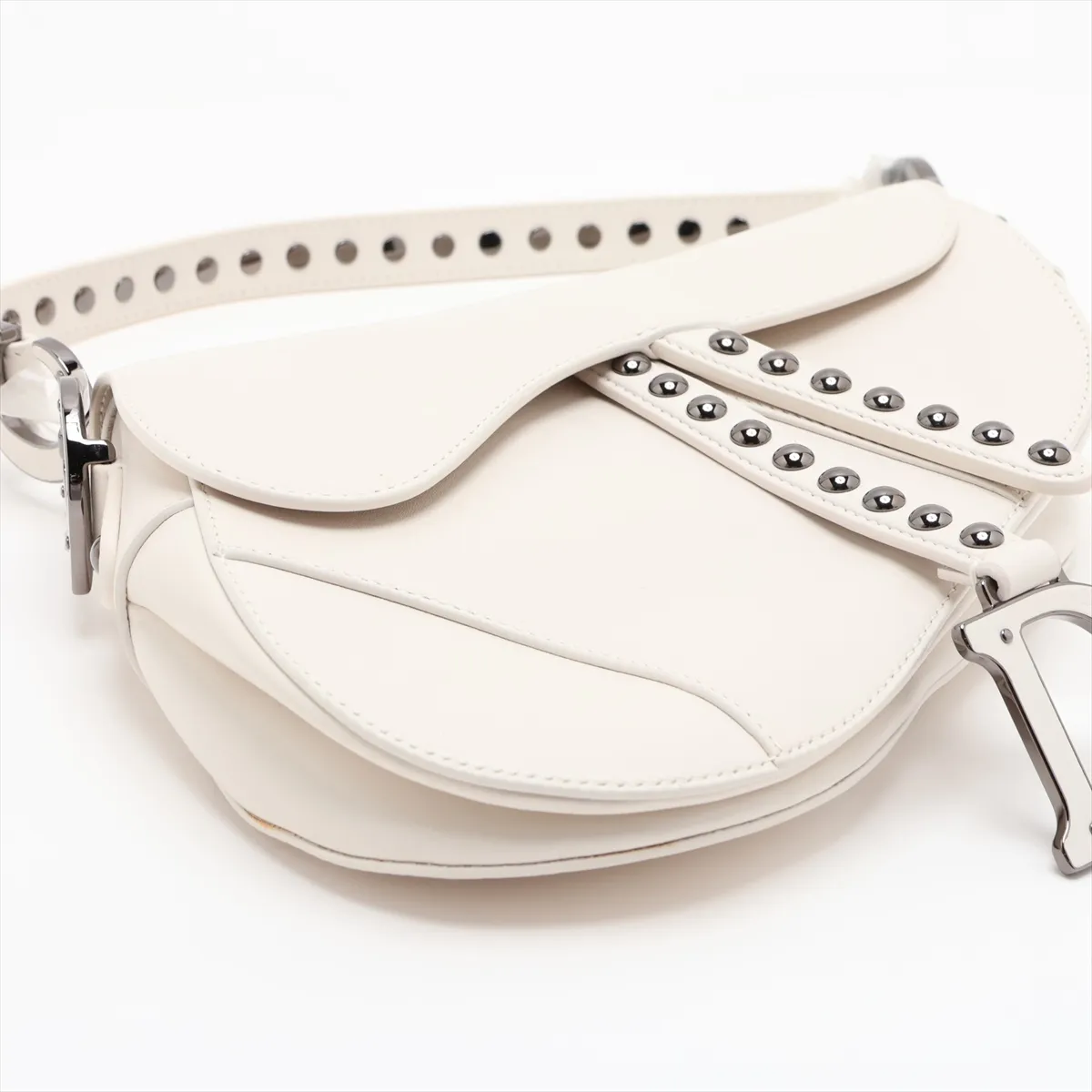 Saddle Bag Leather 2-Way Shoulder Bag White — view 4