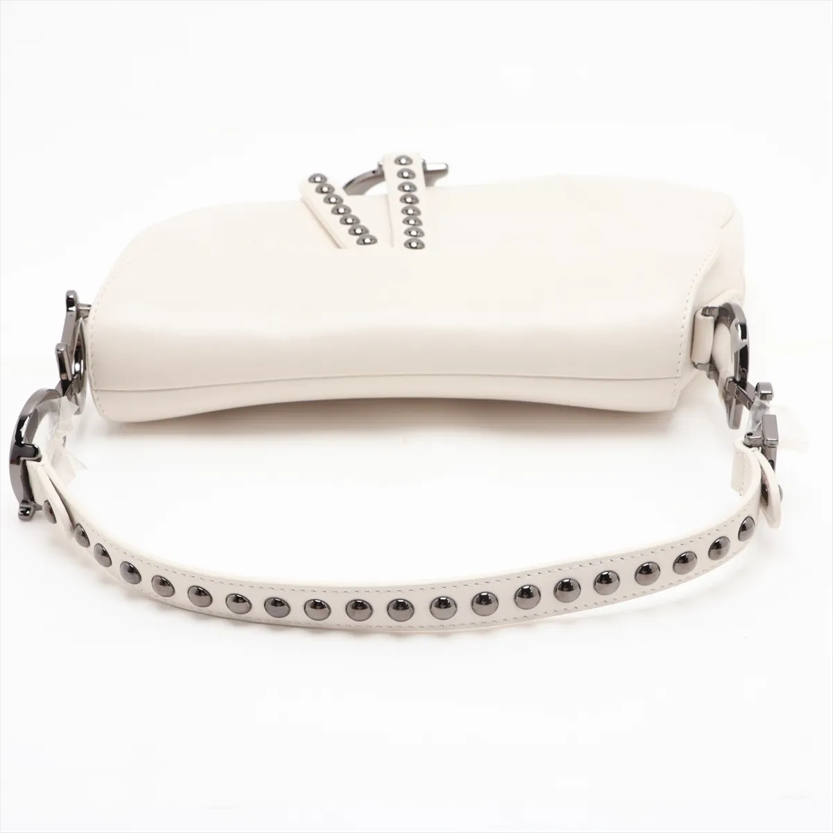 Saddle Bag Leather 2-Way Shoulder Bag White — view 5