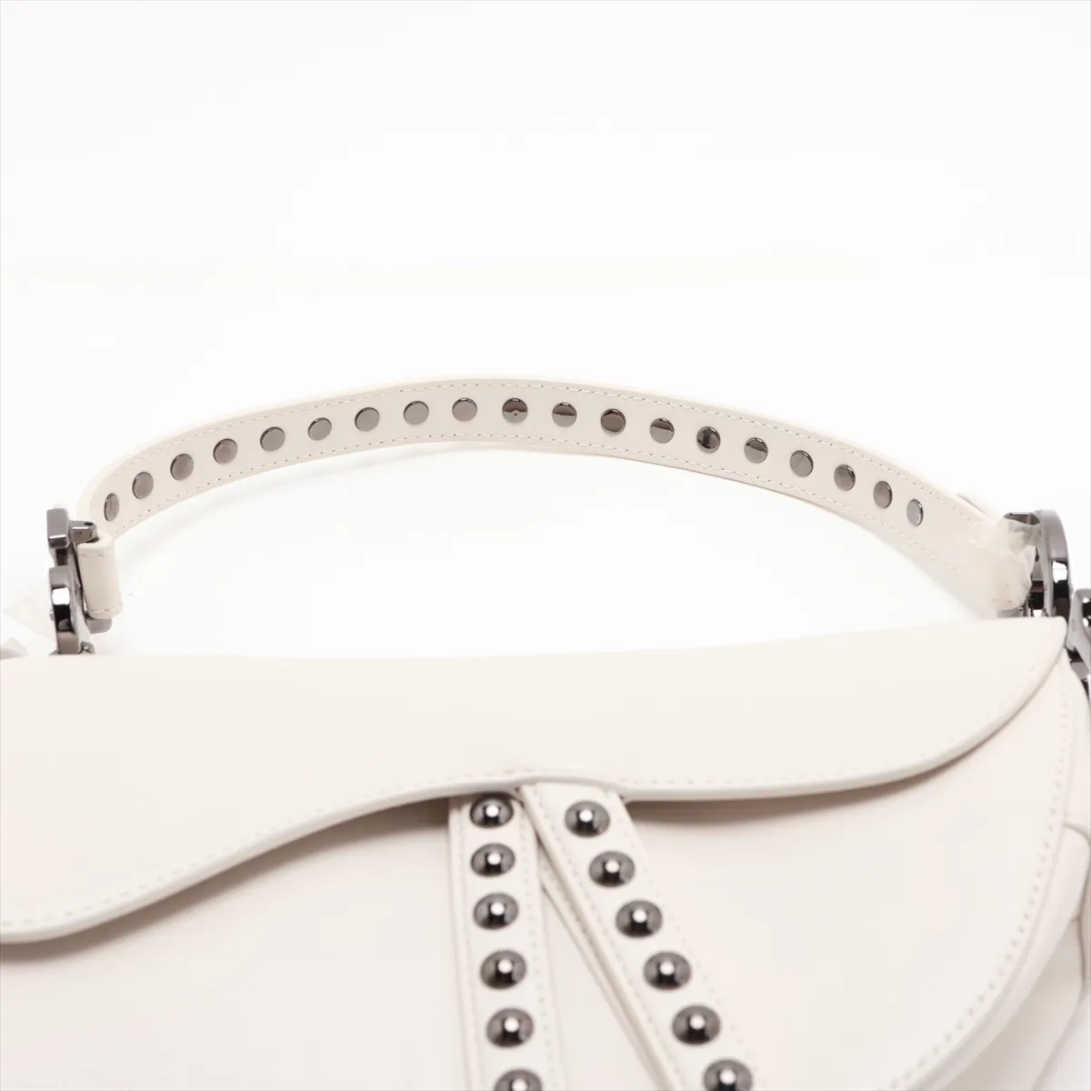 Saddle Bag Leather 2-Way Shoulder Bag White — view 6