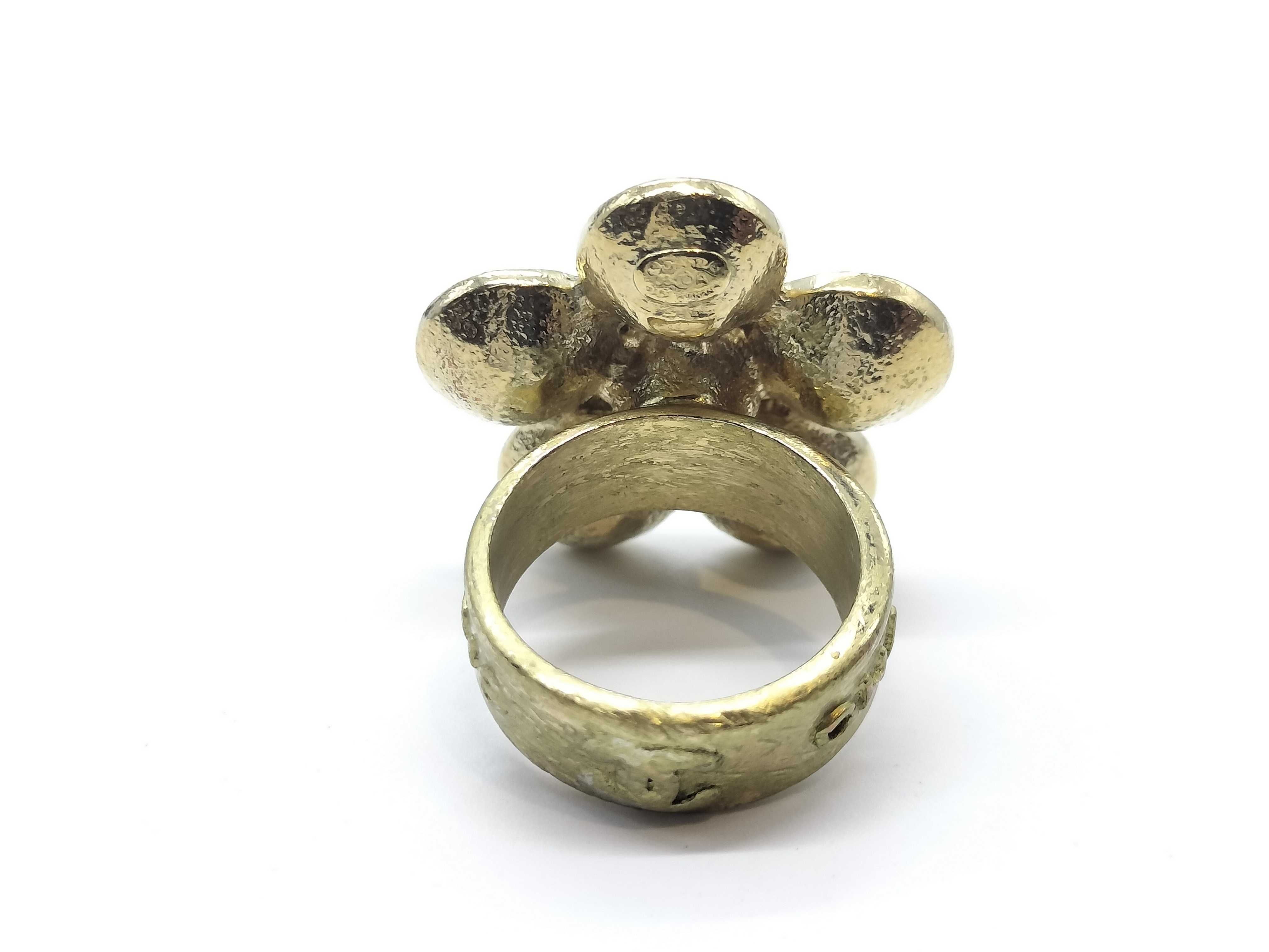 Coco Logo Flower Rhinestone Ring 06A — view 6