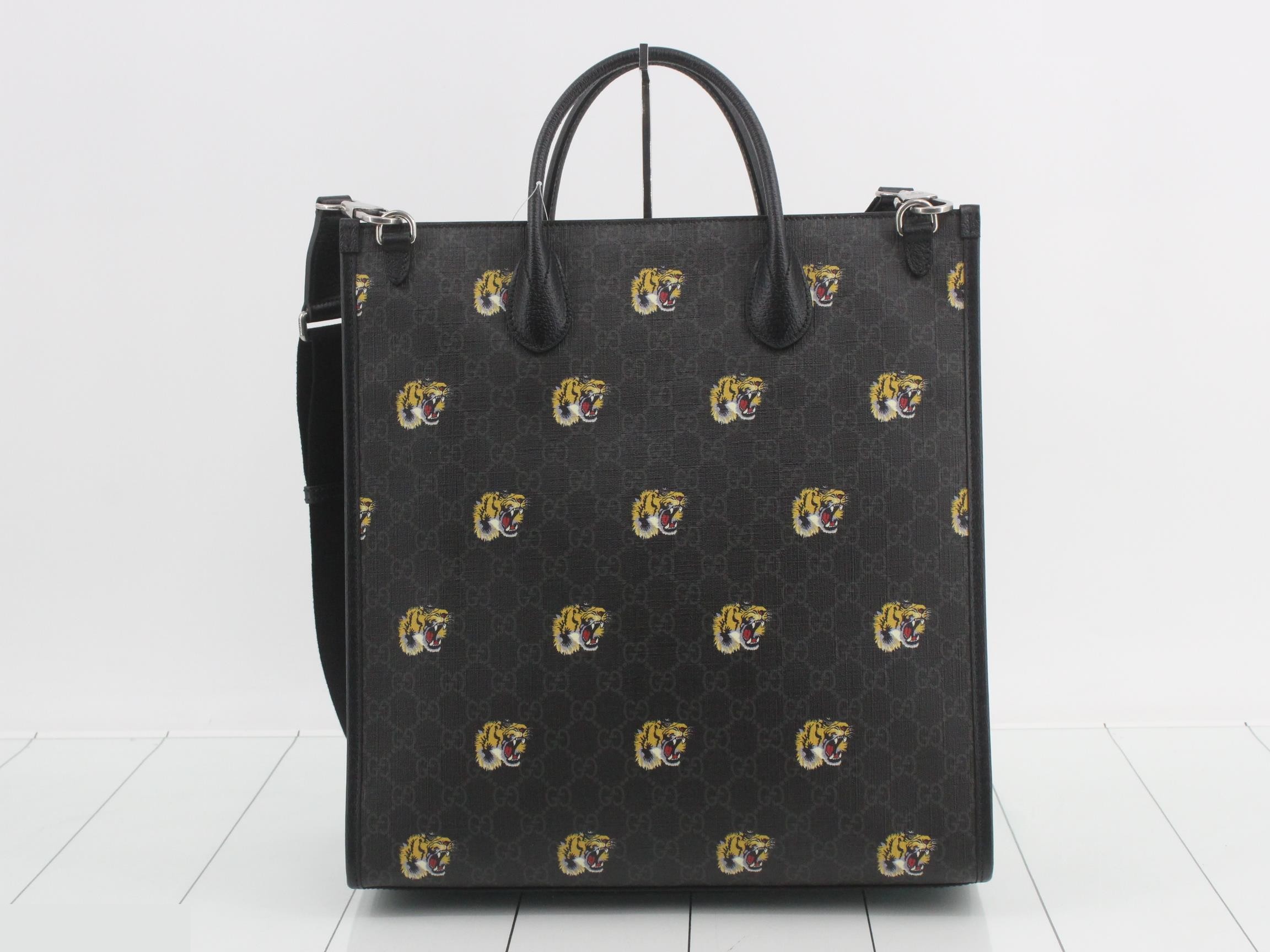 Tiger 2-Way Tote Bag, Black, with Shoulder Strap and Dust Bag — view 2