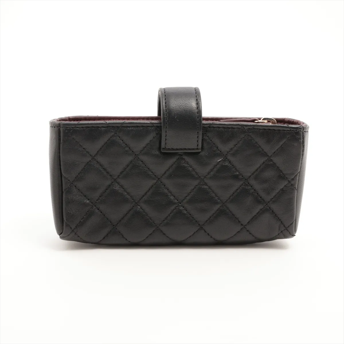 Matelassé Lambskin Pouch, Black with Gold and Silver Hardware, 18741905 — view 2