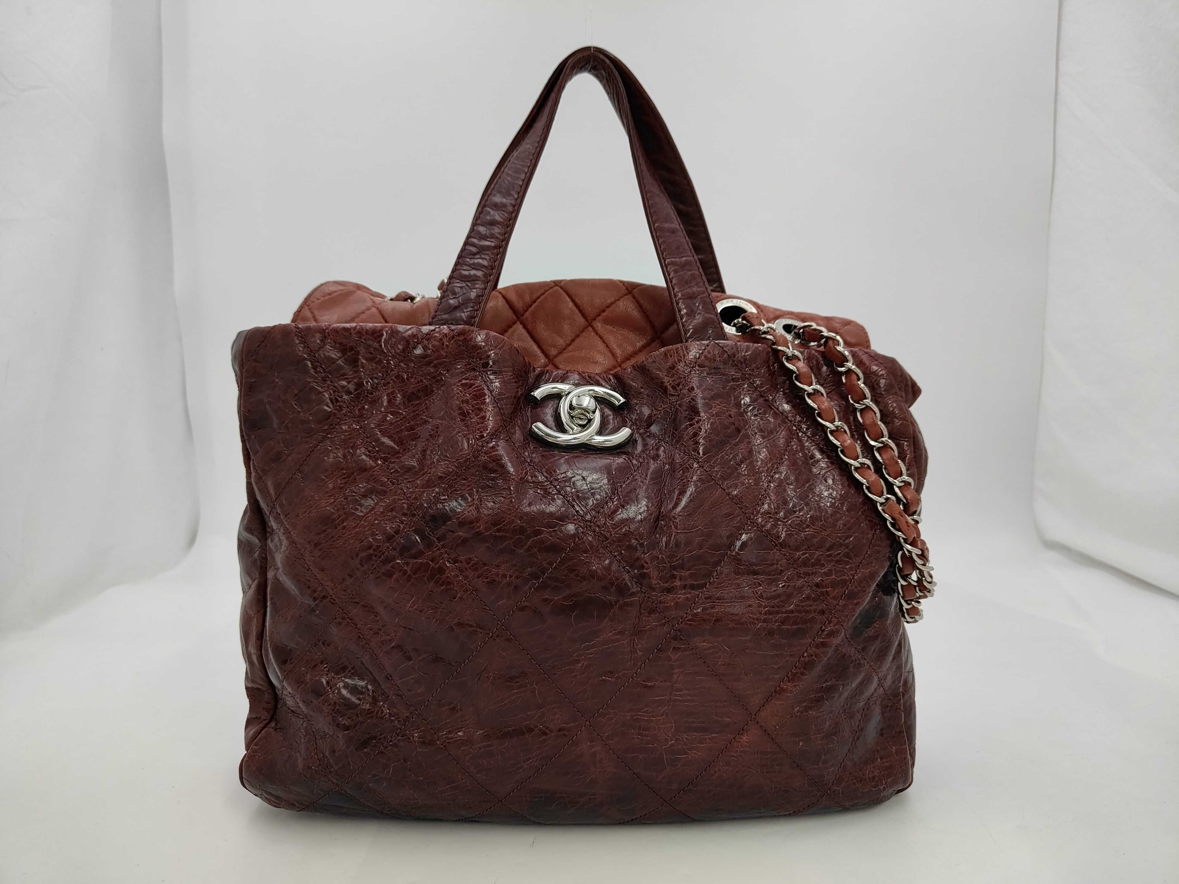 On the Road Leather Red Silver Coco Mark Handbag (Serial Number 13)