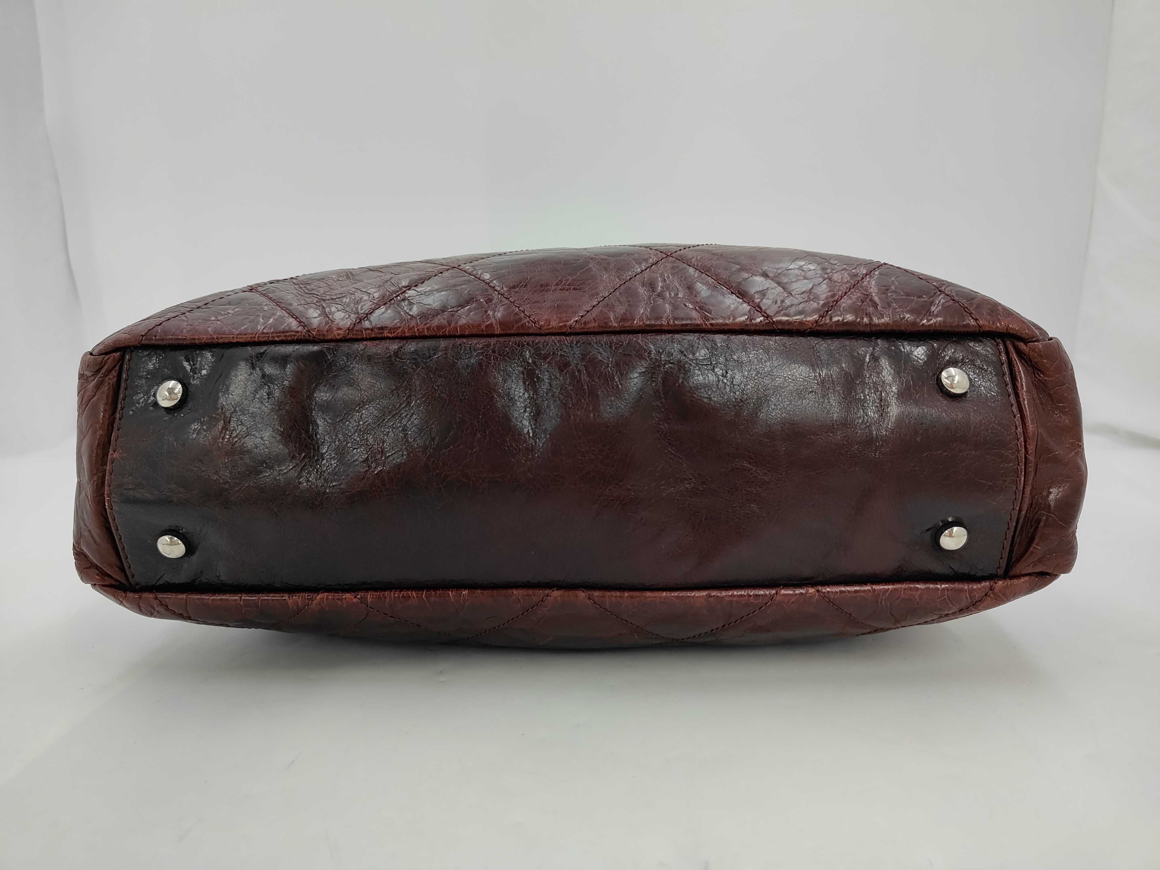 On the Road Leather Red Silver Coco Mark Handbag (Serial Number 13) — view 3