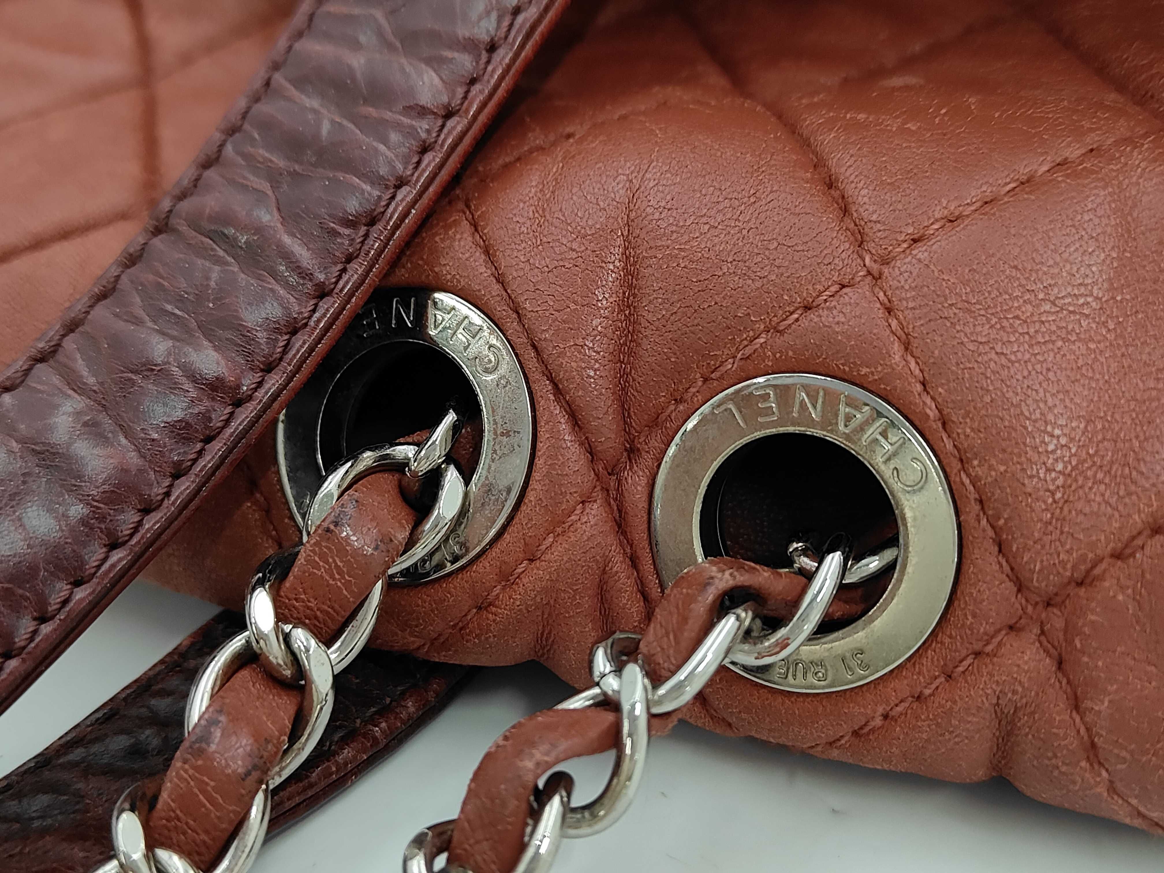 On the Road Leather Red Silver Coco Mark Handbag (Serial Number 13) — view 6