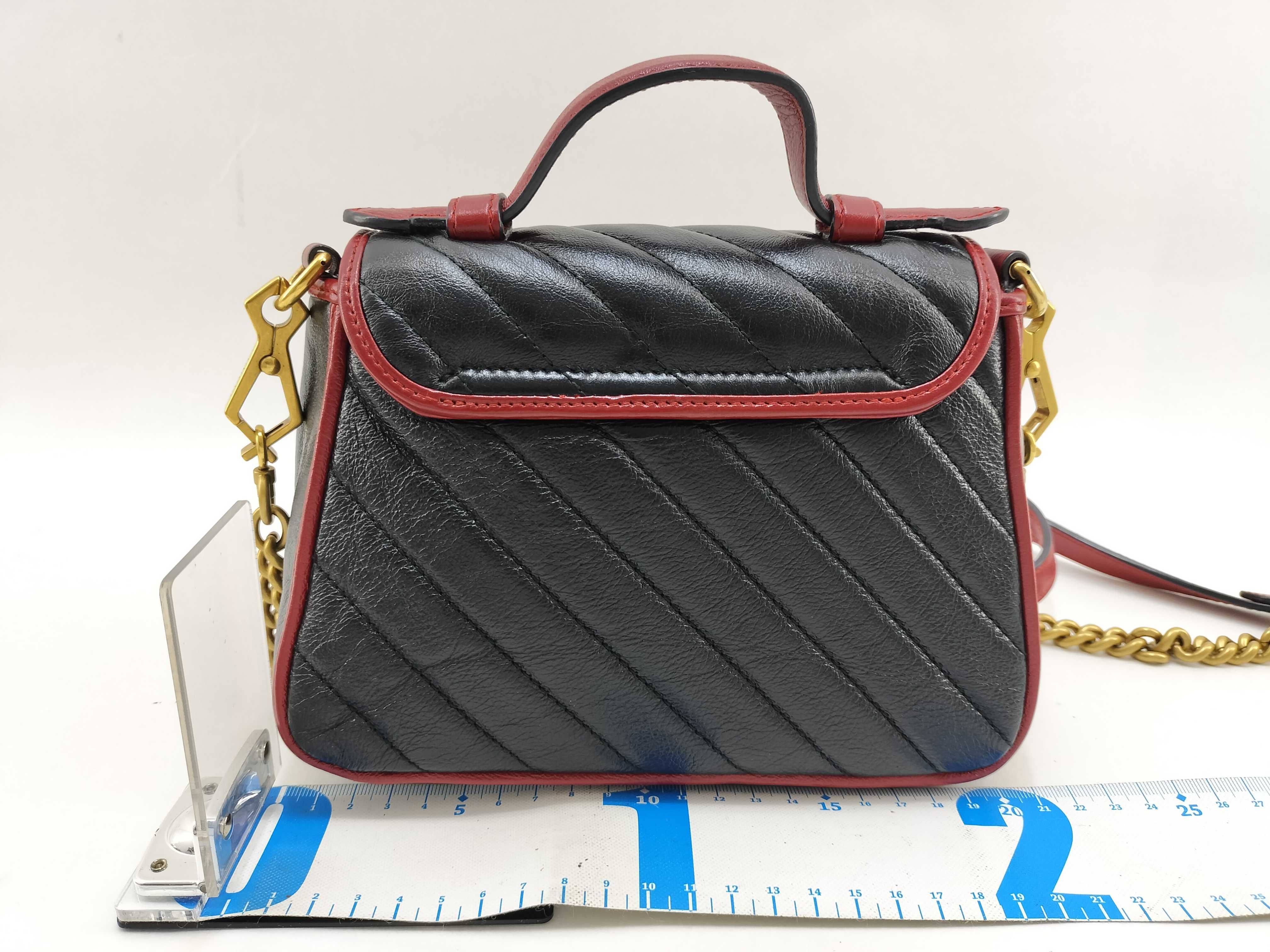 GG Marmont Handbag, Leather, Black/Red — view 2