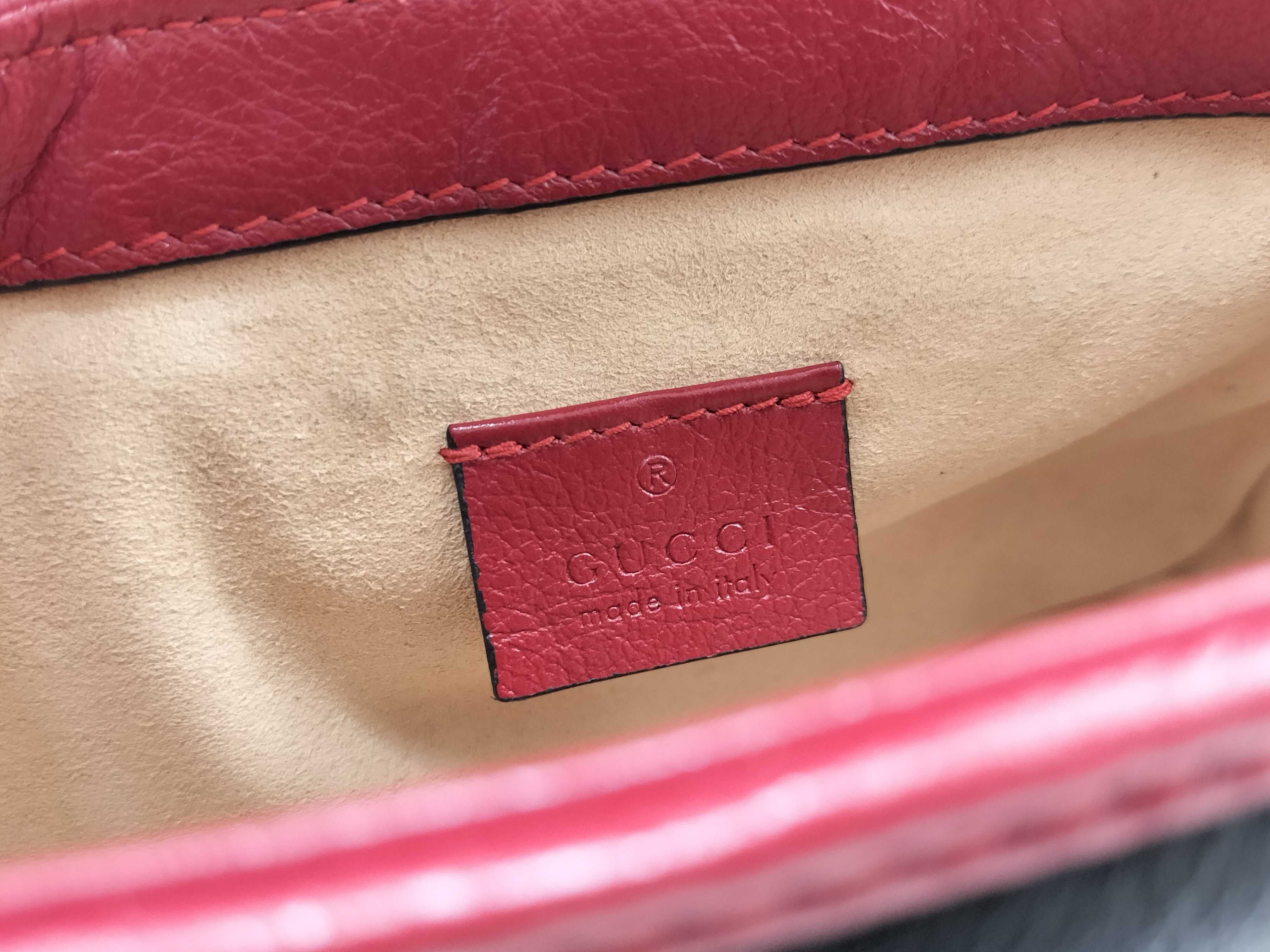 GG Marmont Handbag, Leather, Black/Red — view 11