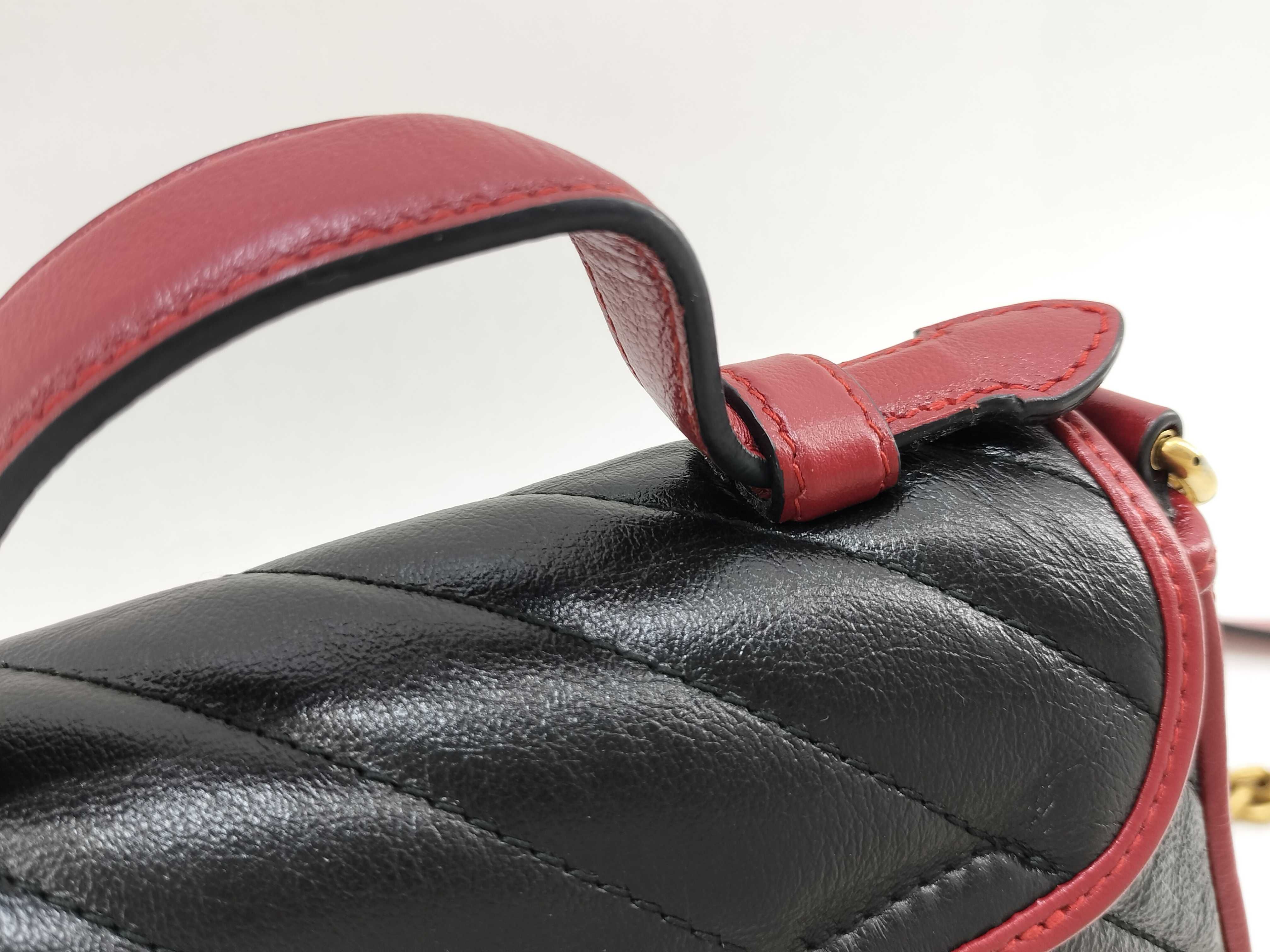 GG Marmont Handbag, Leather, Black/Red — view 3