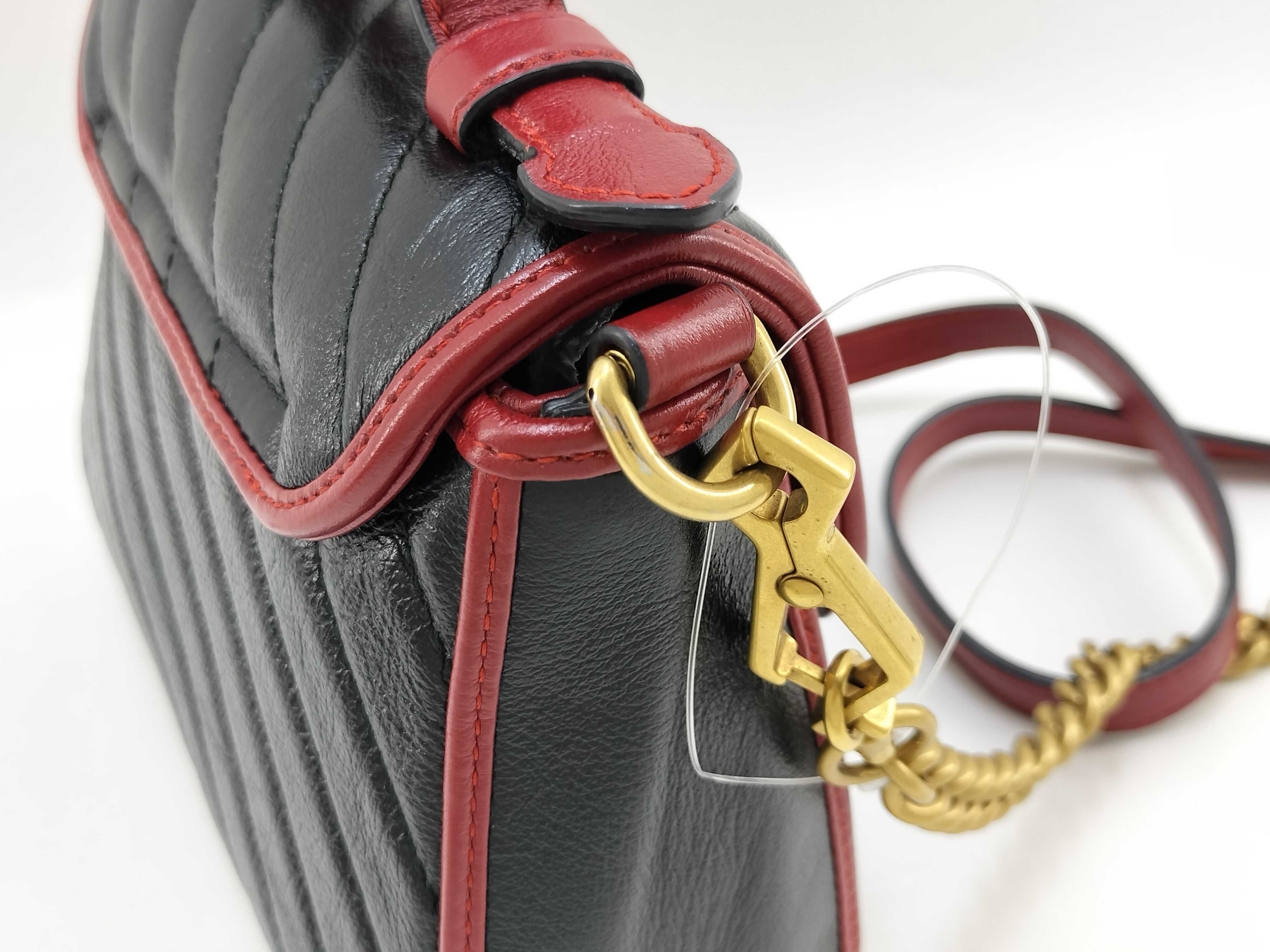 GG Marmont Handbag, Leather, Black/Red — view 4