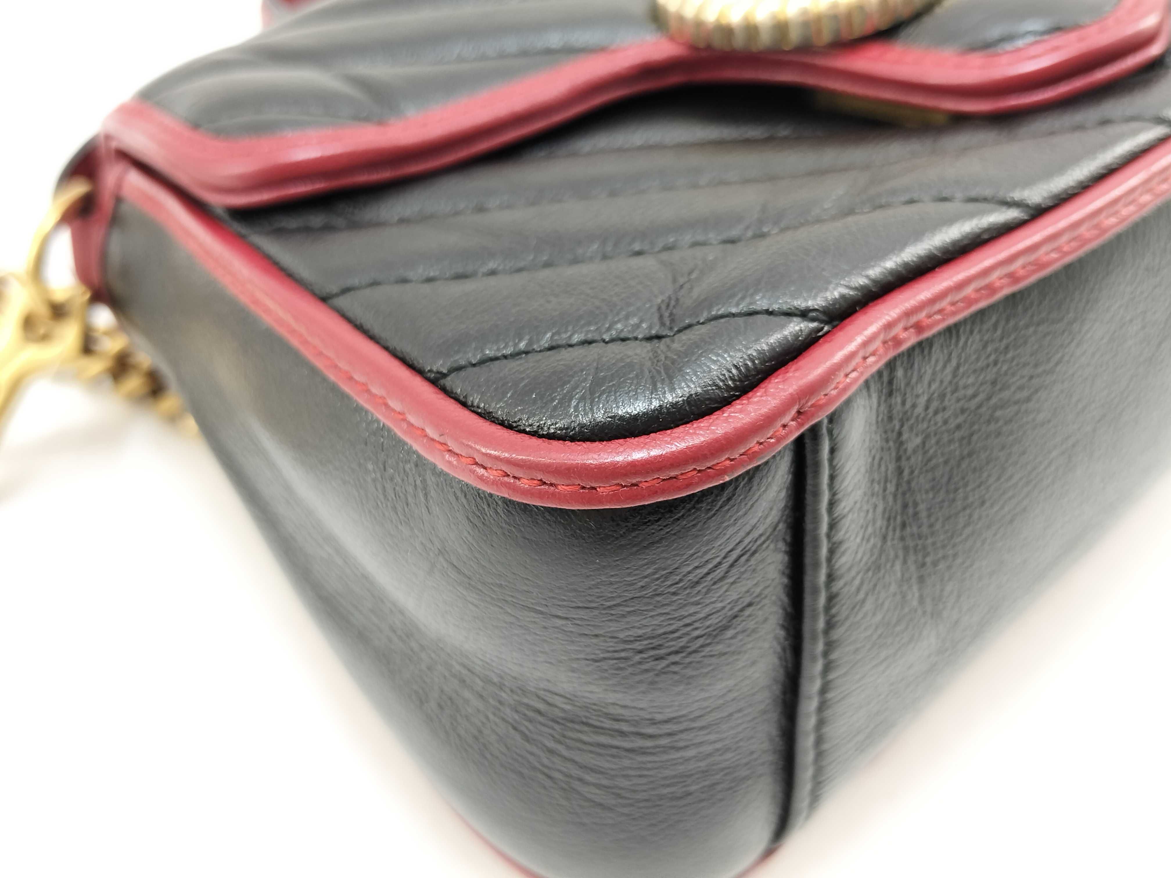 GG Marmont Handbag, Leather, Black/Red — view 6