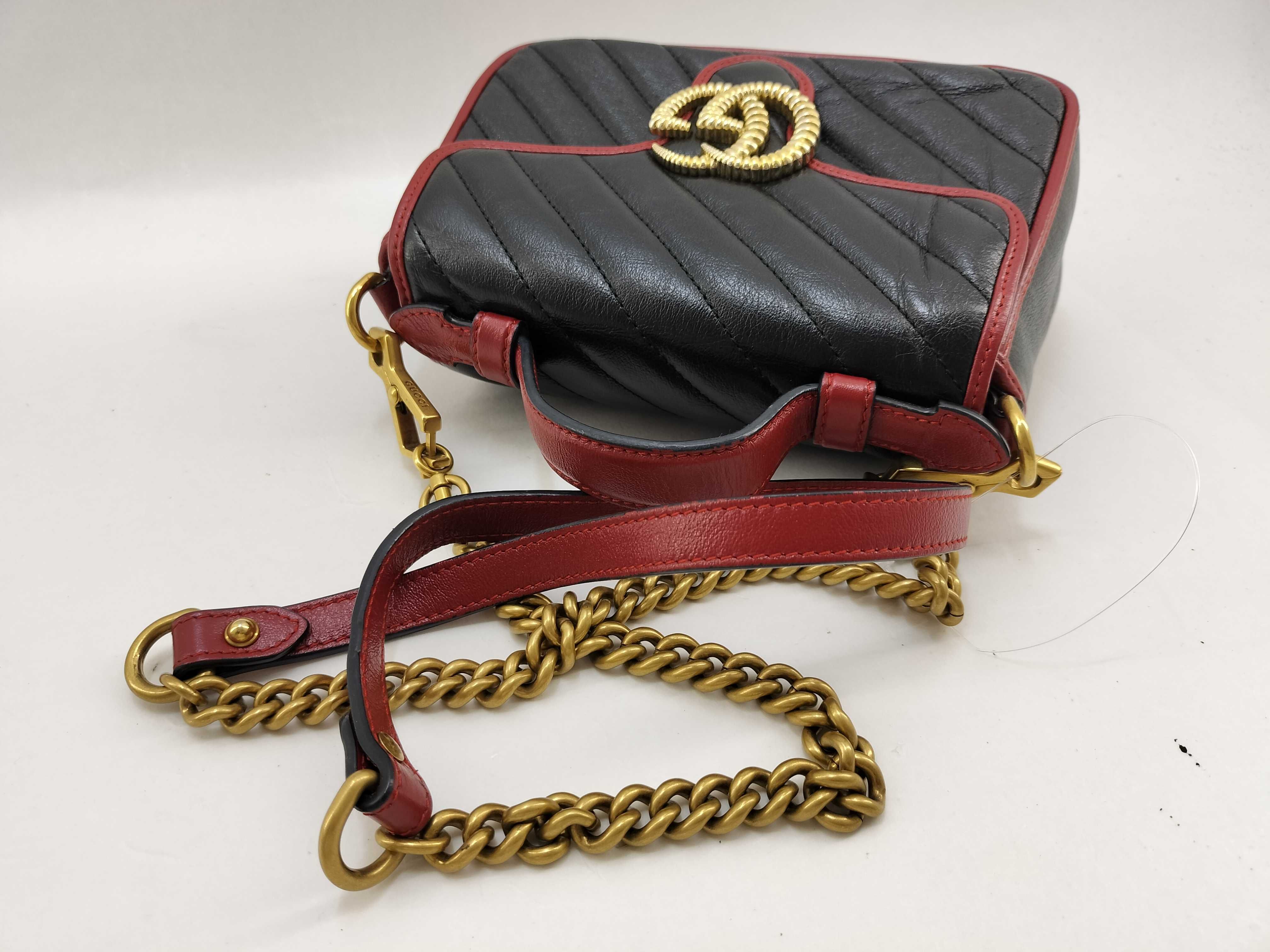 GG Marmont Handbag, Leather, Black/Red — view 7