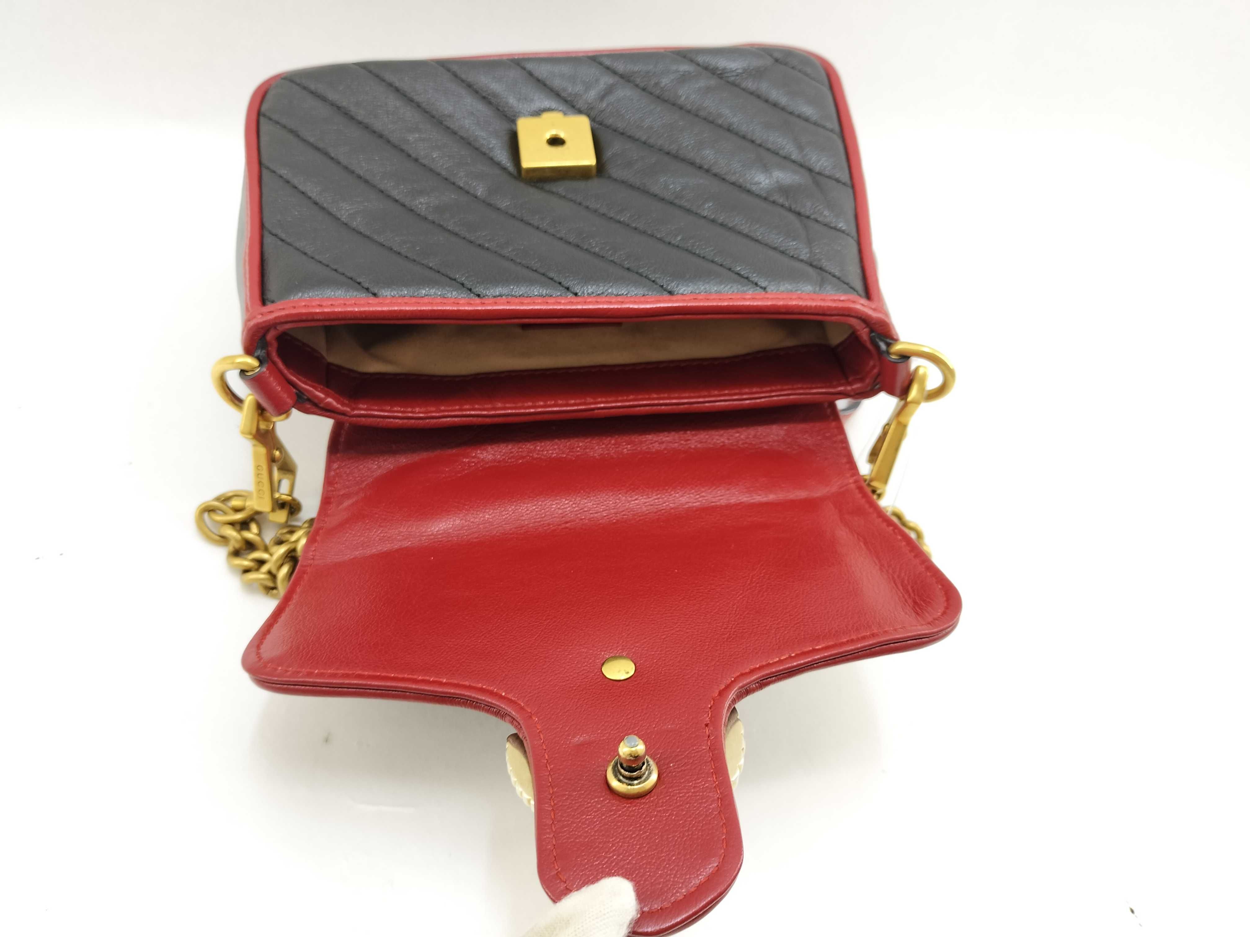 GG Marmont Handbag, Leather, Black/Red — view 8