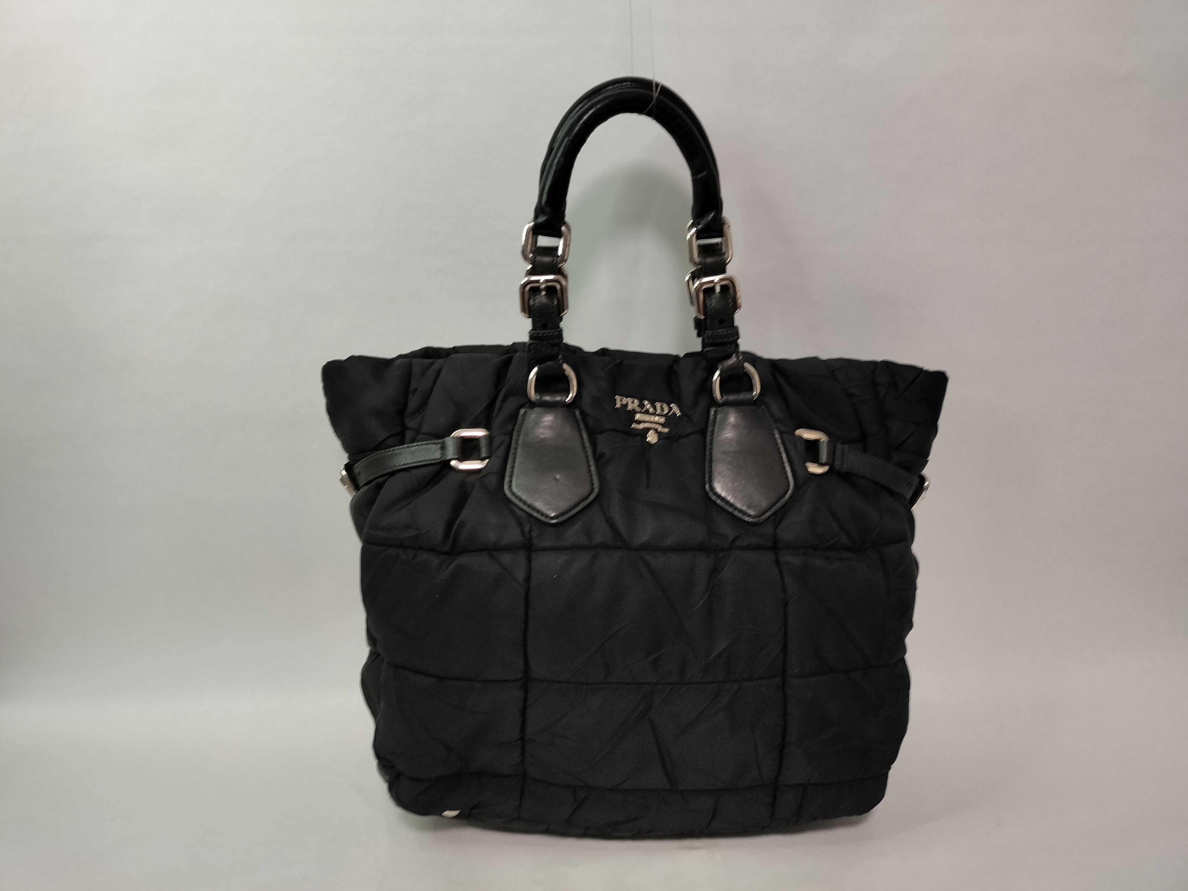 Nylon Quilted Nylon 2-Way Shoulder Bag Black Tote Bag