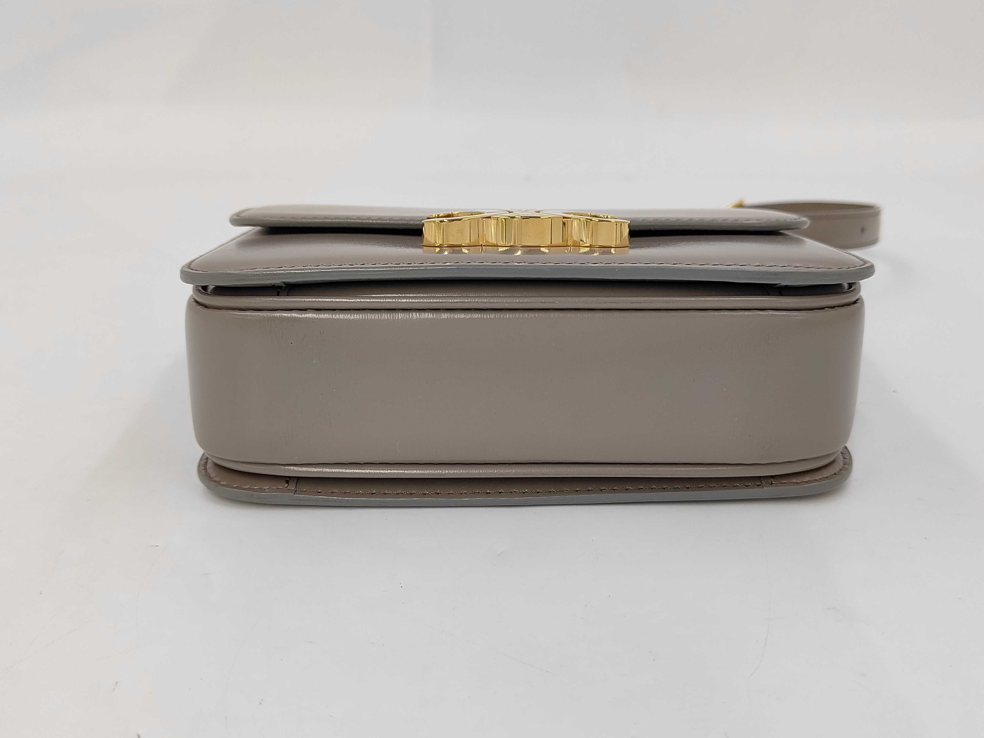 Triomphe Calf Leather Shoulder Bag, Black with Gold Hardware — view 6