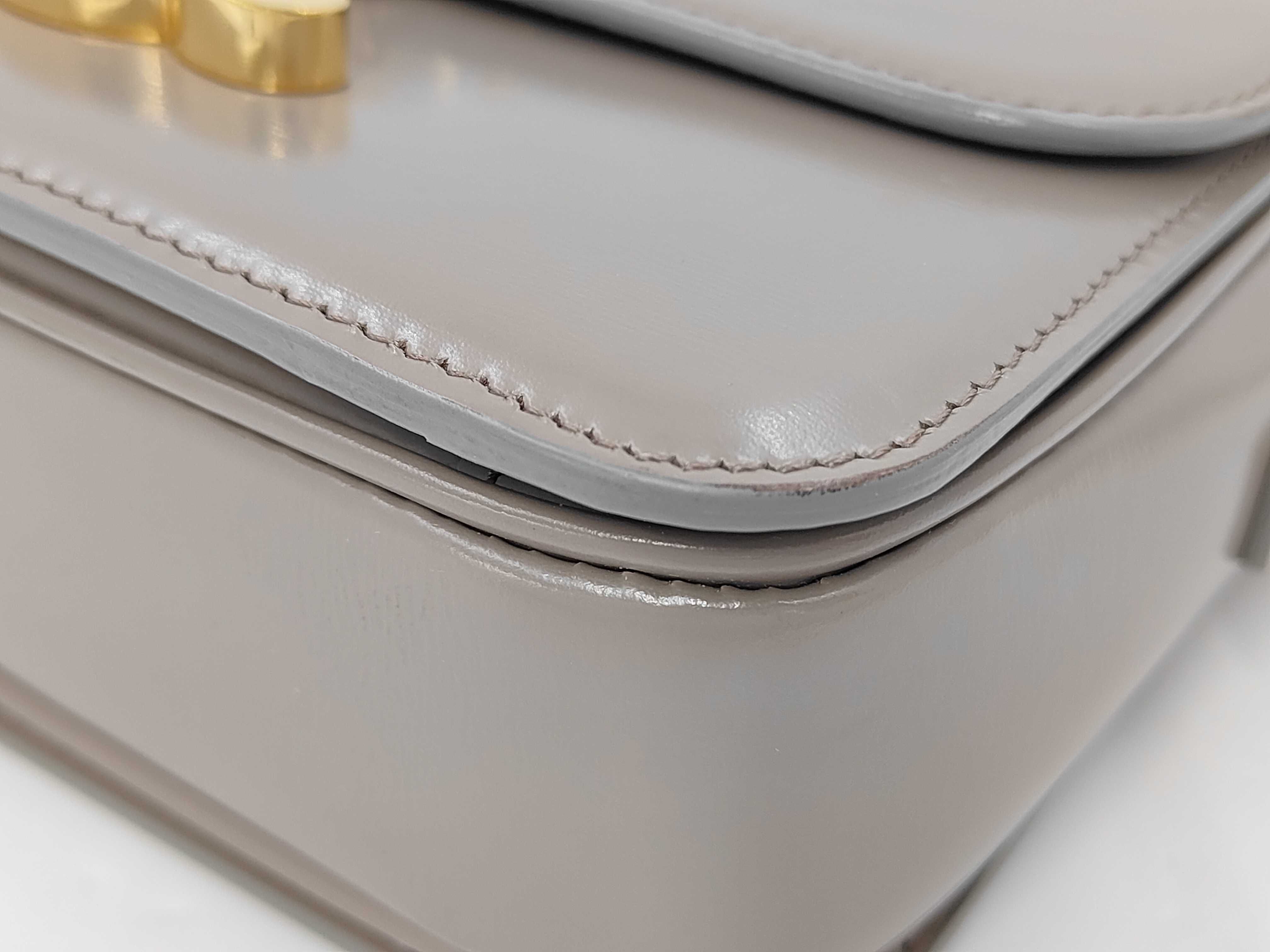 Triomphe Calf Leather Shoulder Bag, Black with Gold Hardware — view 7