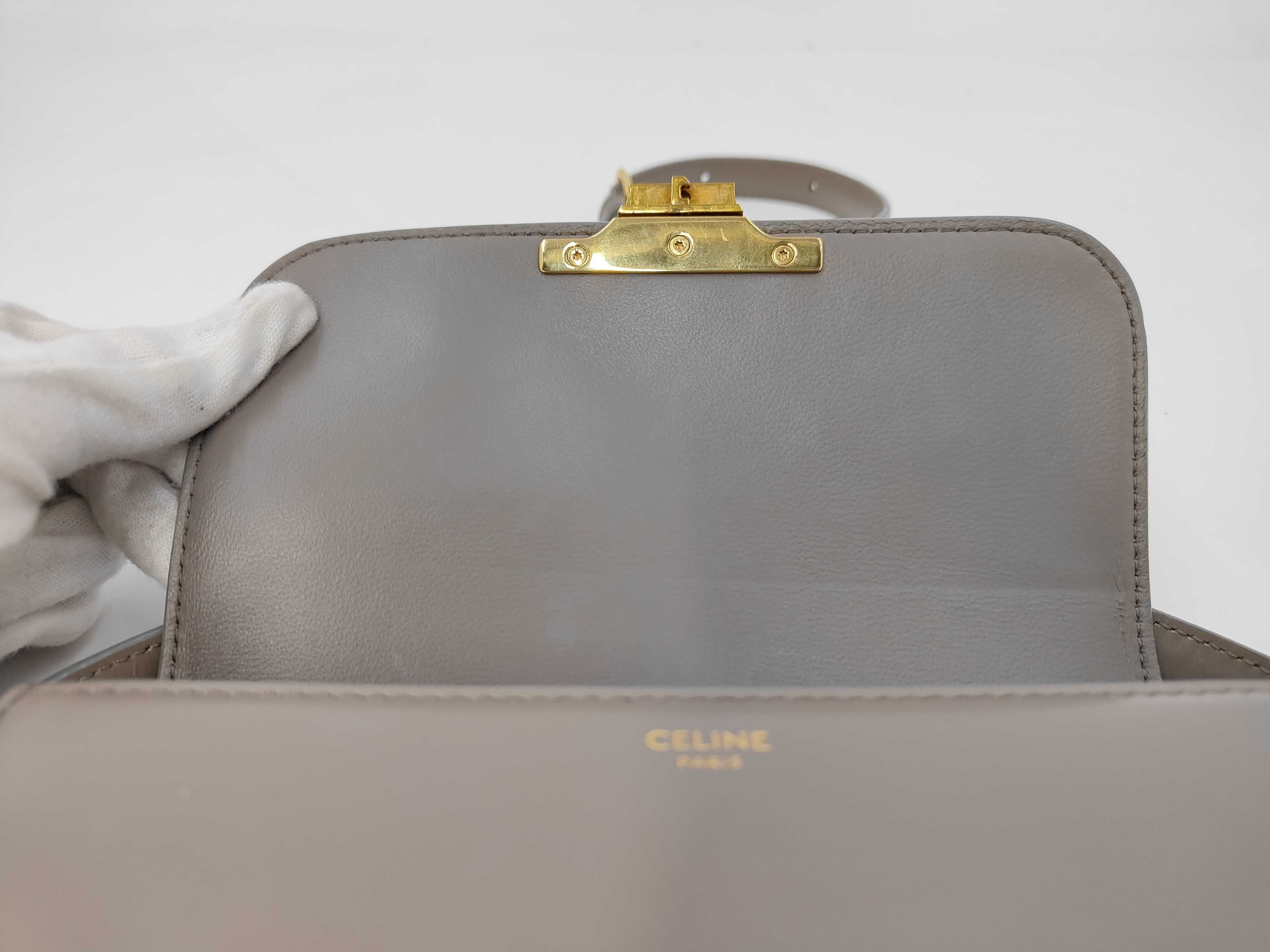 Triomphe Calf Leather Shoulder Bag, Black with Gold Hardware — view 8