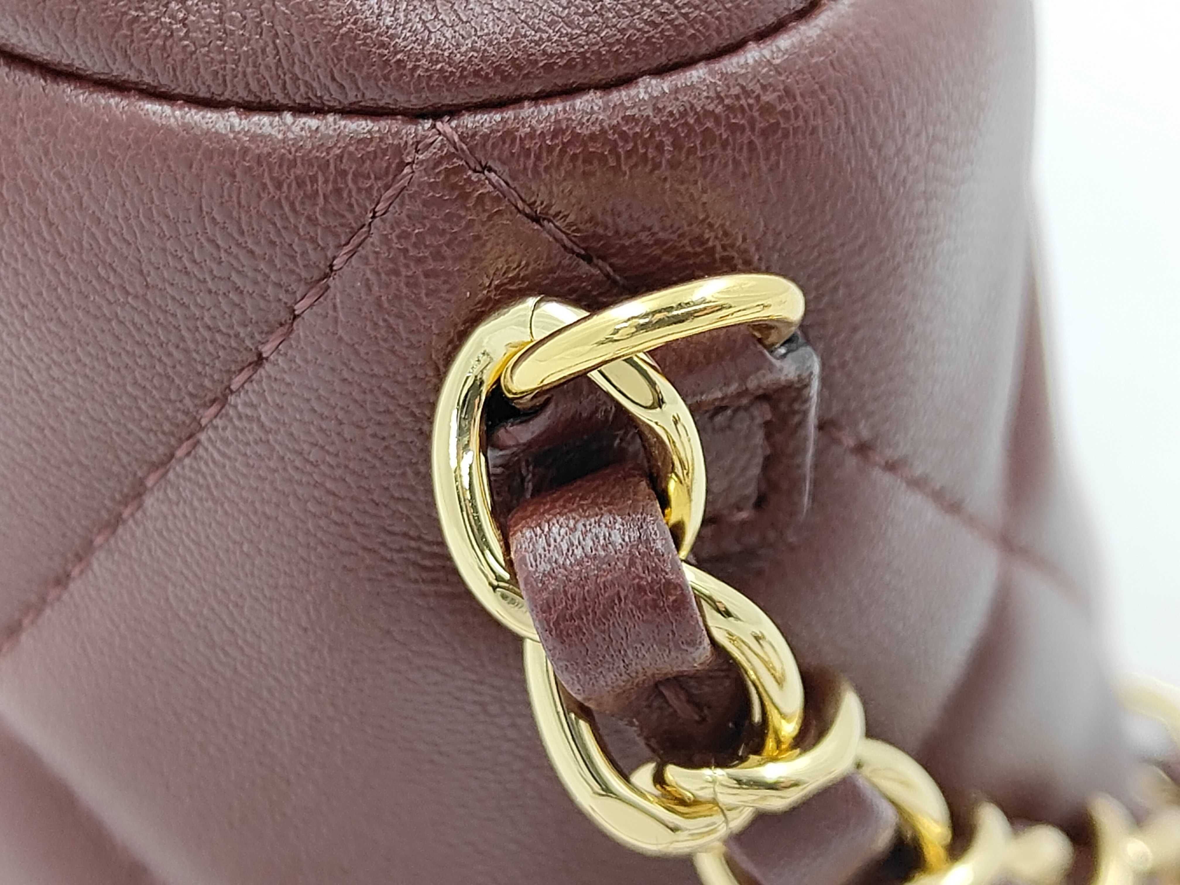 Mini Bucket Bag (31 series) - Wine Red Lambskin with GP Hardware - Chain Shoulder Bag — view 5