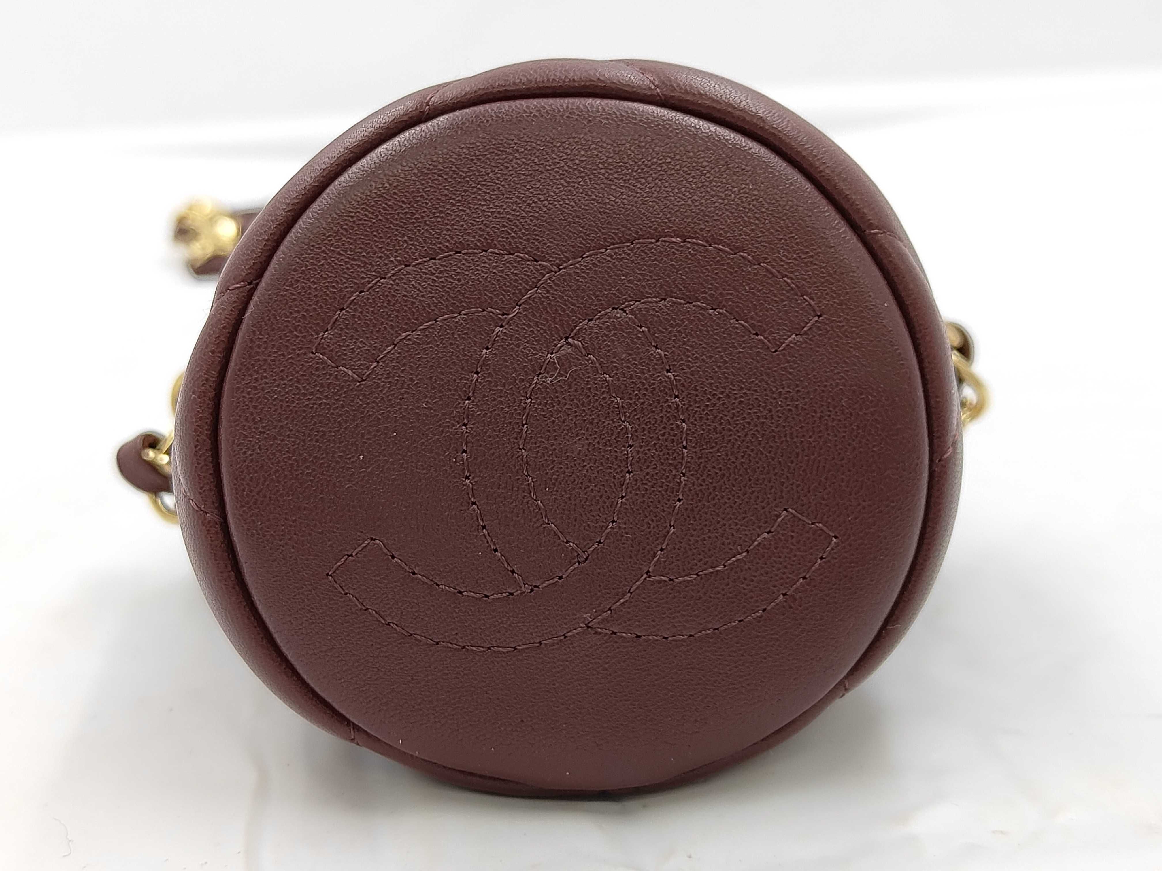 Mini Bucket Bag (31 series) - Wine Red Lambskin with GP Hardware - Chain Shoulder Bag — view 7