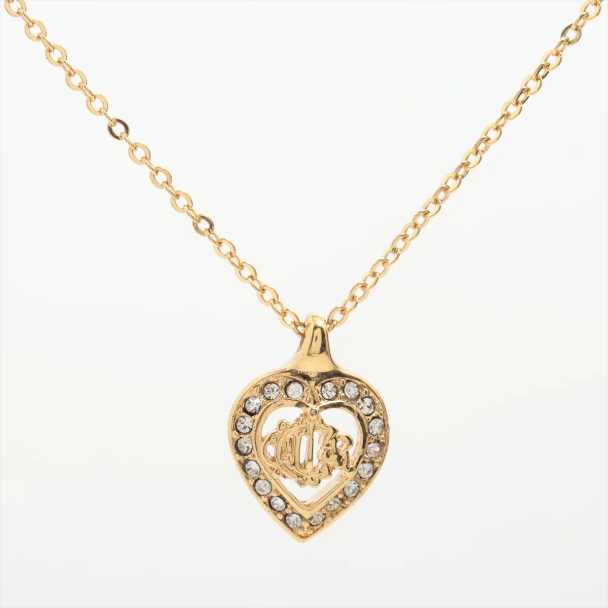 logo necklace, GP x rhinestone, gold,