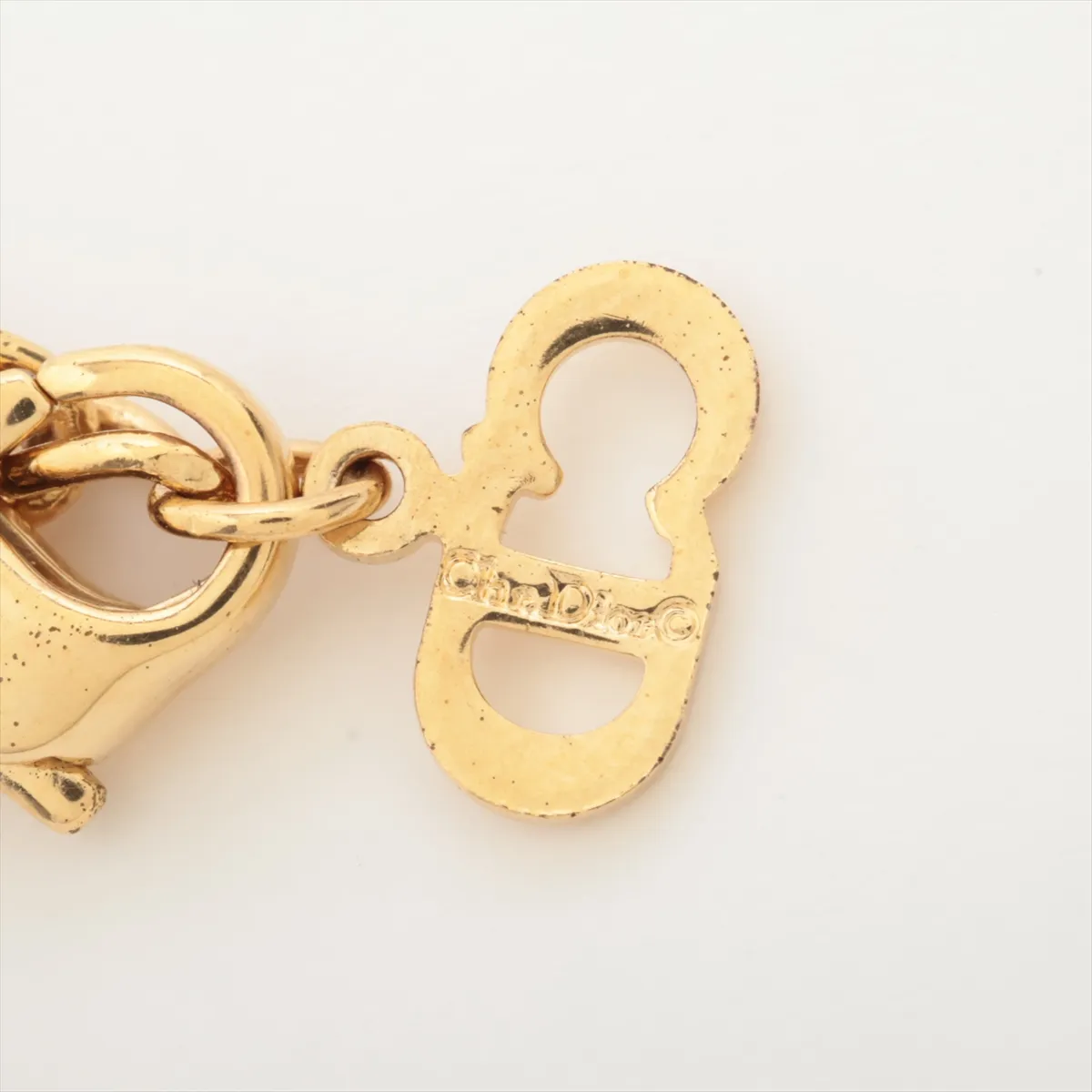 logo necklace, GP x rhinestone, gold, — view 4
