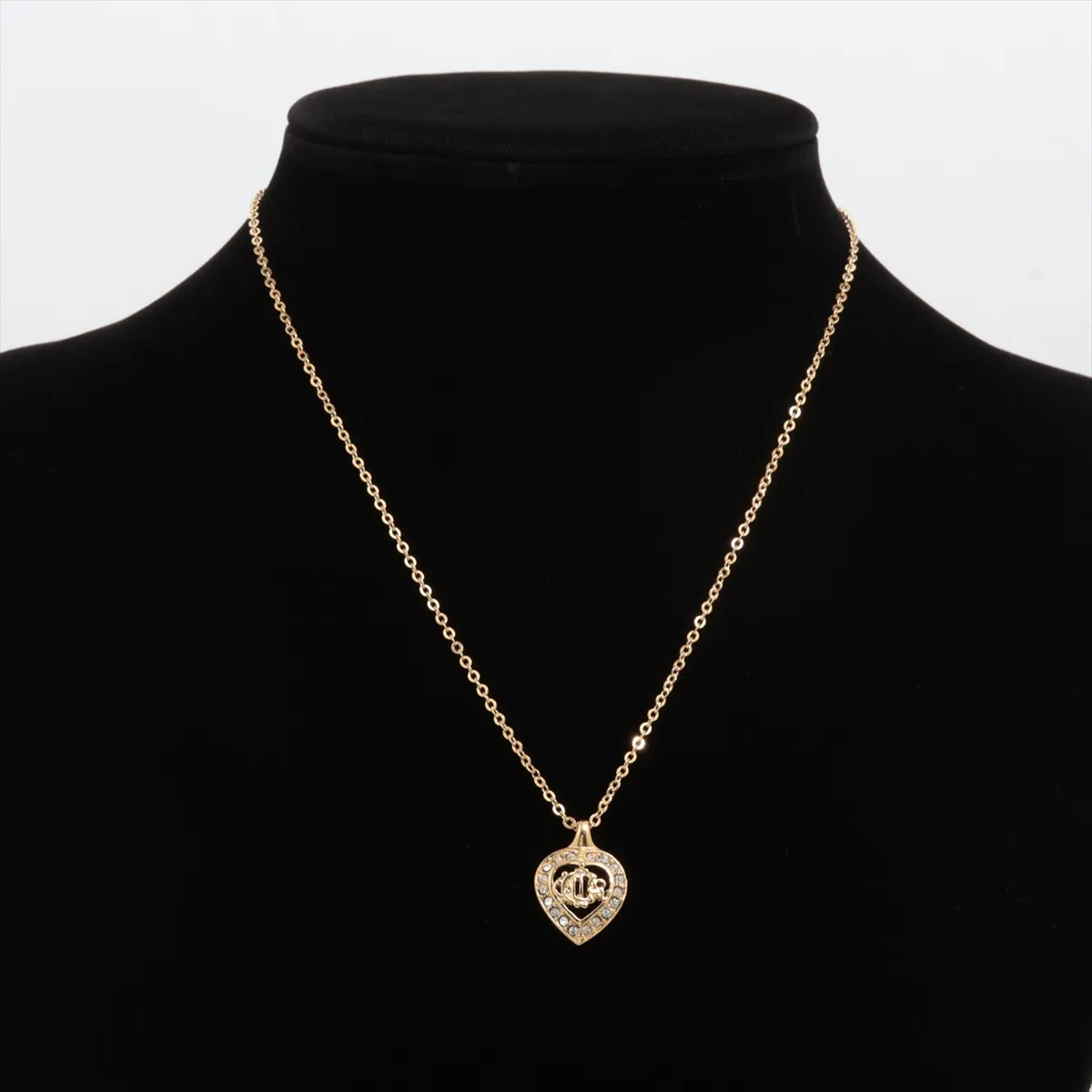 logo necklace, GP x rhinestone, gold, — view 5