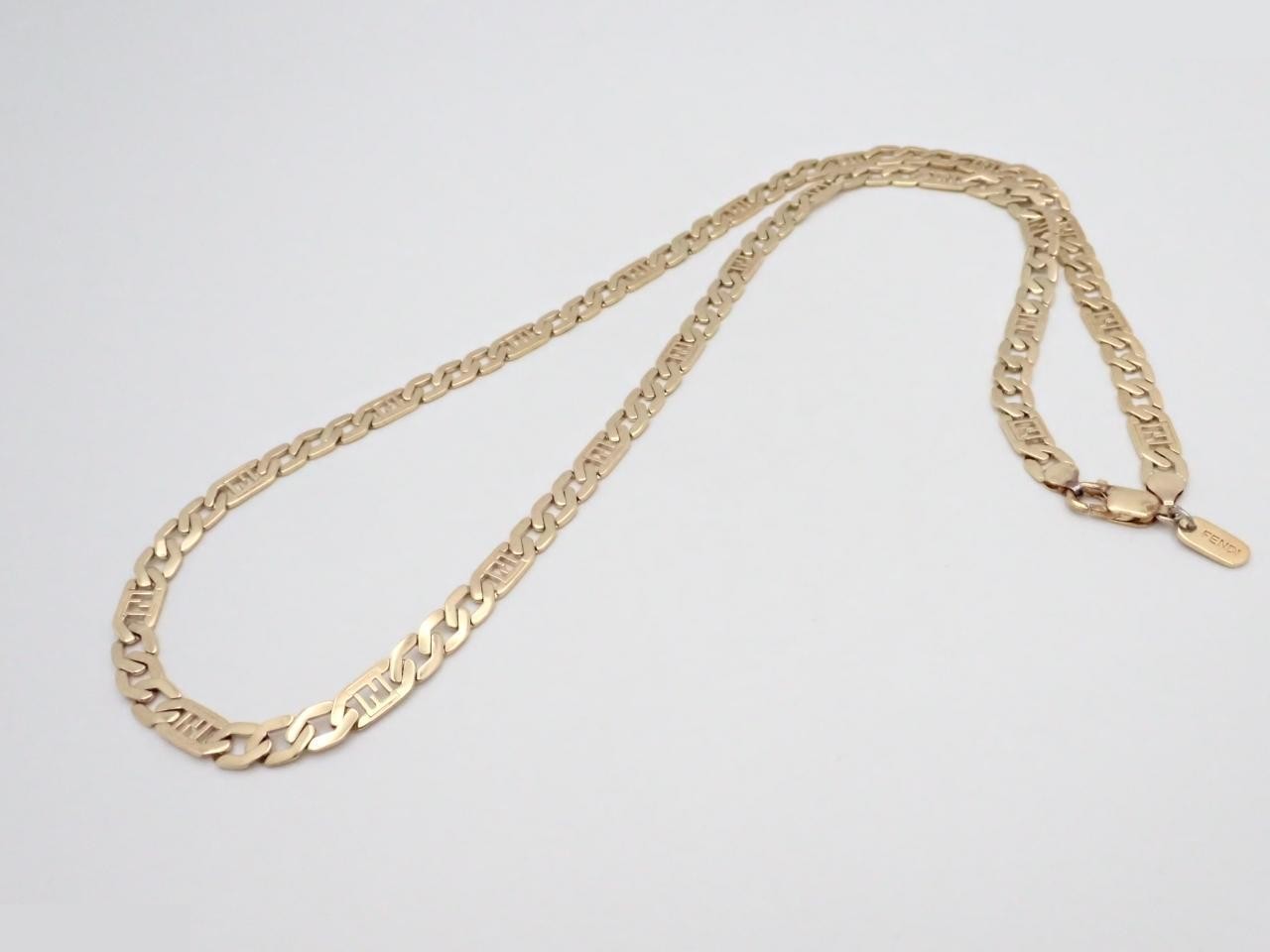 FF logo curb chain necklace, gold, 925/39.2g — view 3