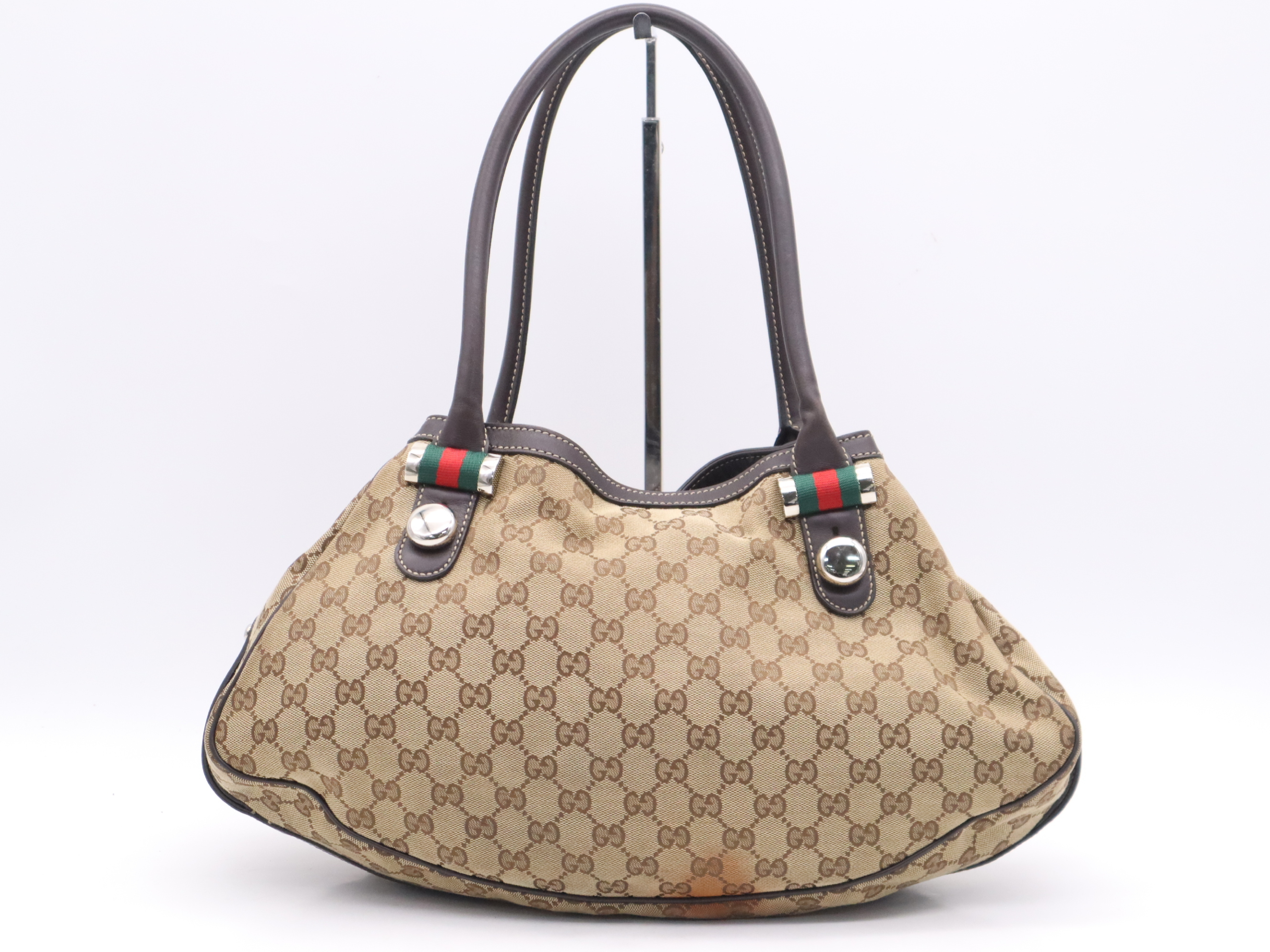 232971 GG Canvas x Sherry Line Brown Silver Hardware Tote Bag