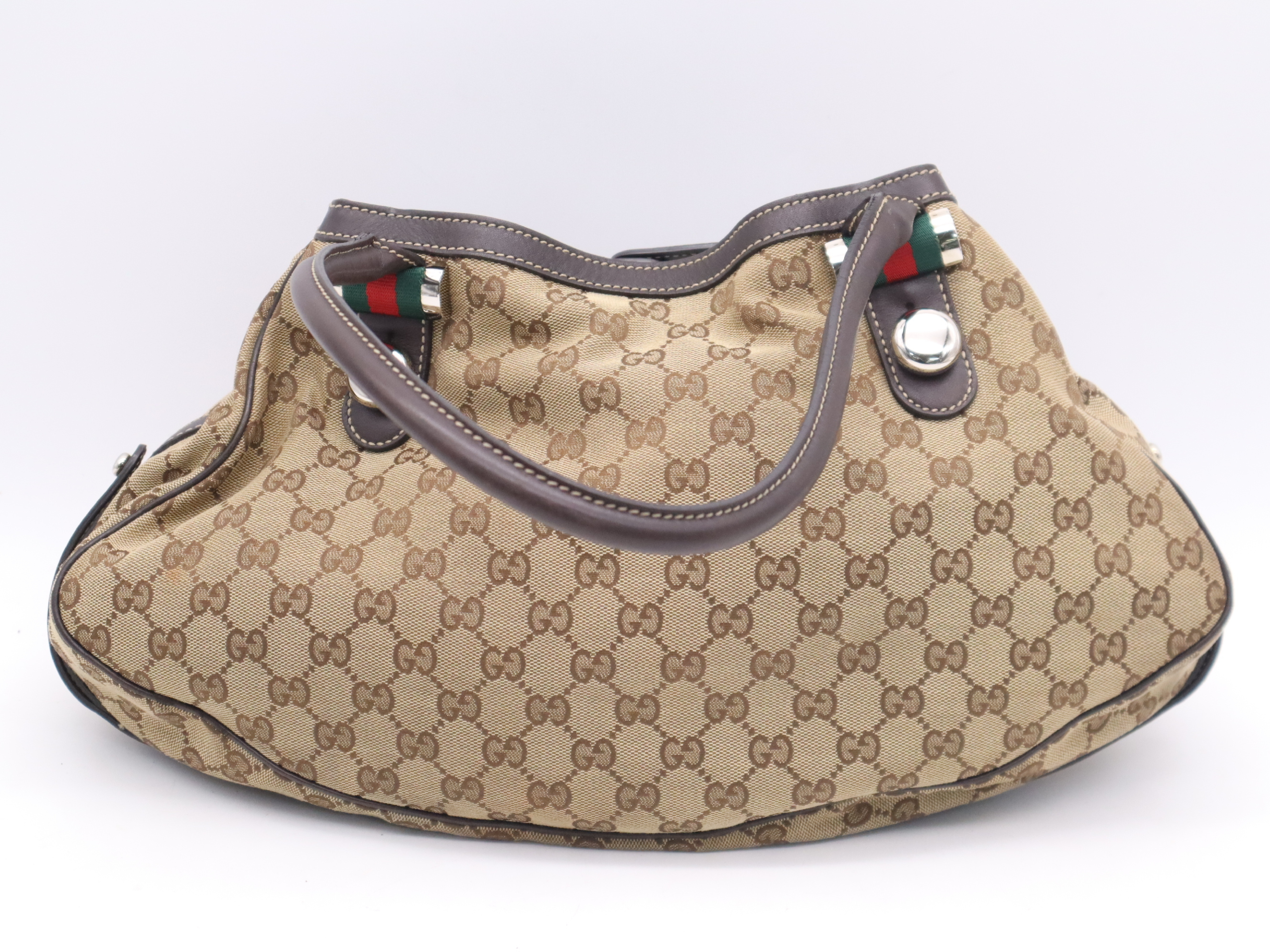 232971 GG Canvas x Sherry Line Brown Silver Hardware Tote Bag — view 2
