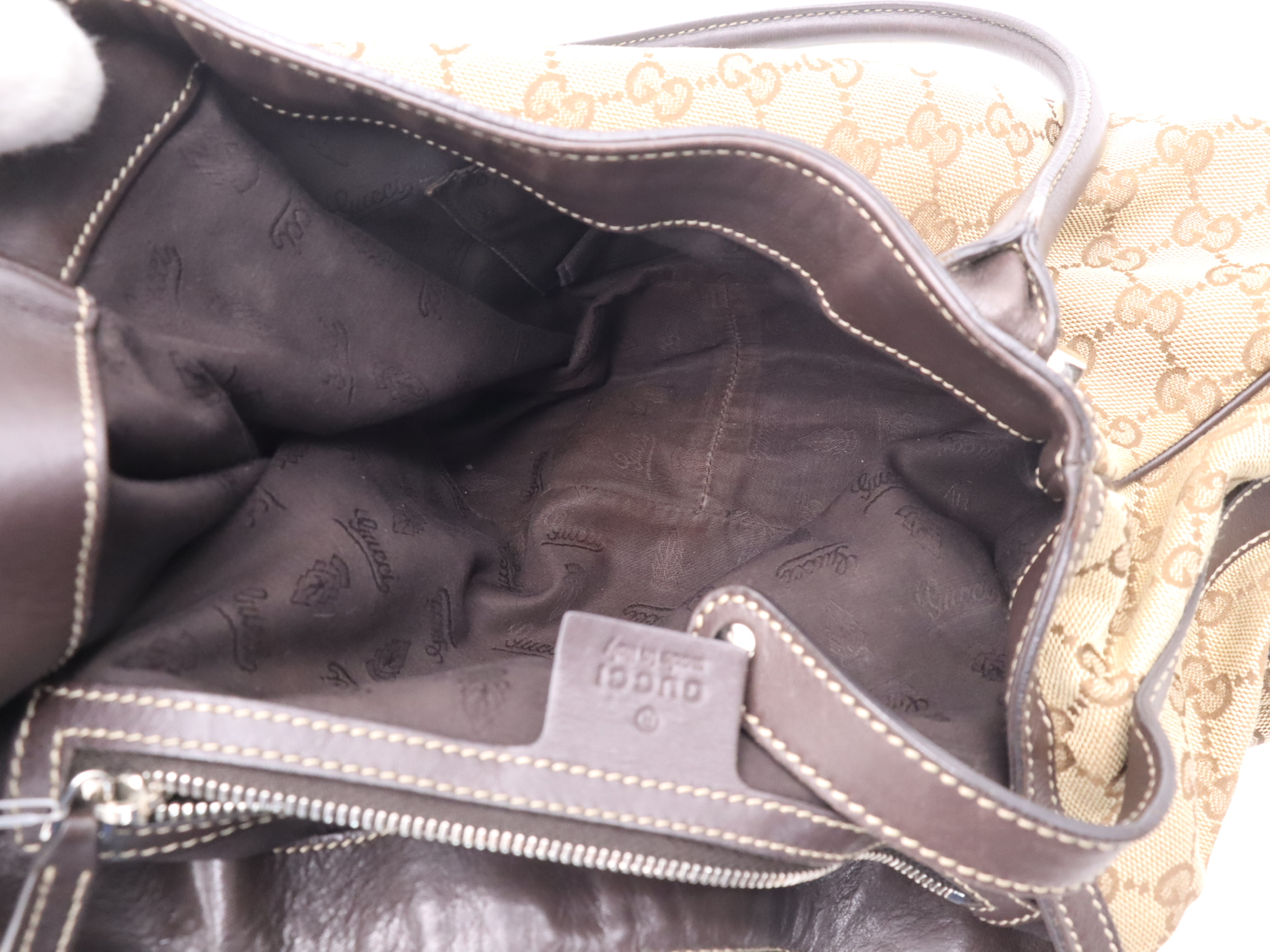 232971 GG Canvas x Sherry Line Brown Silver Hardware Tote Bag — view 12