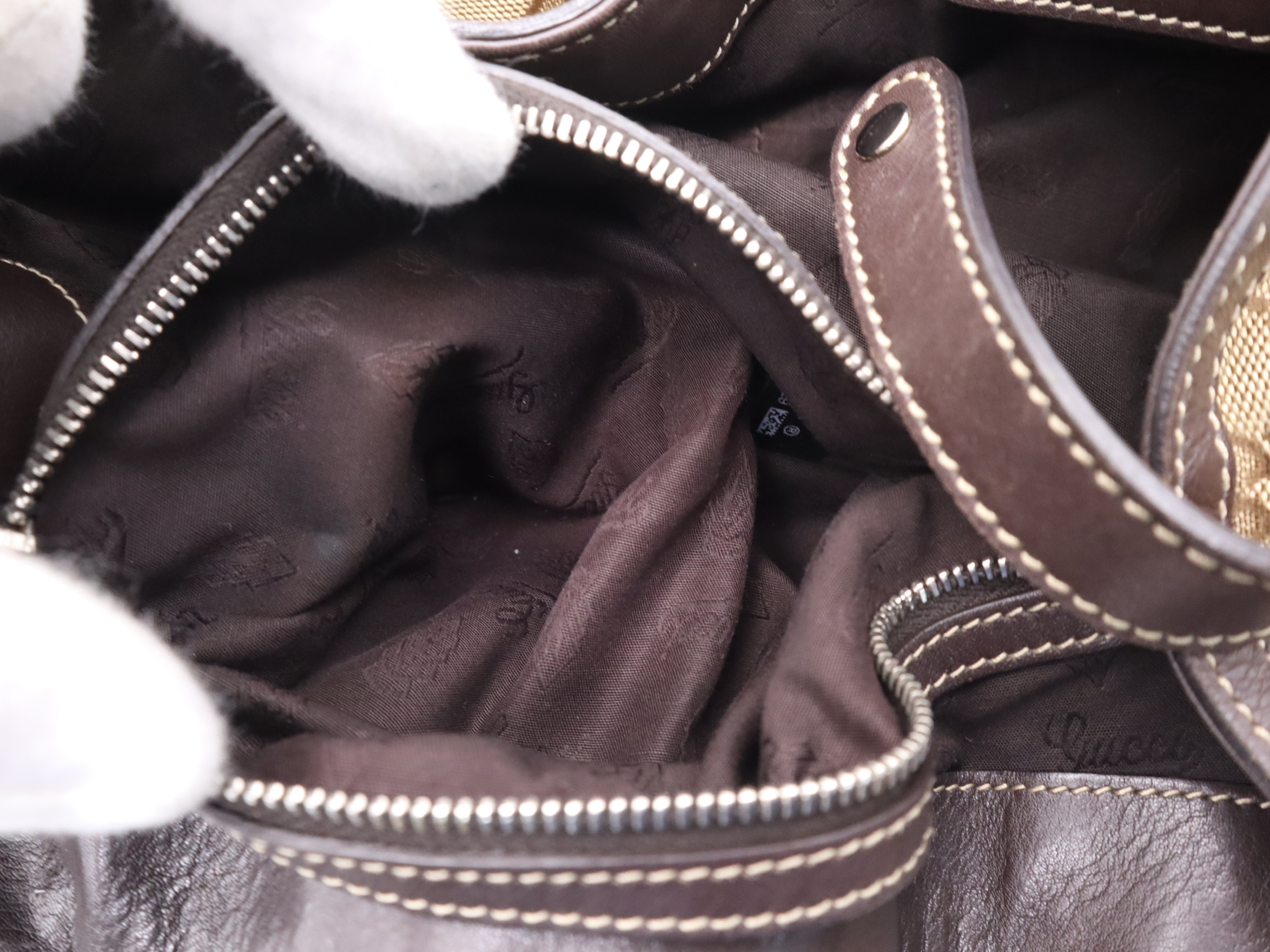 232971 GG Canvas x Sherry Line Brown Silver Hardware Tote Bag — view 13