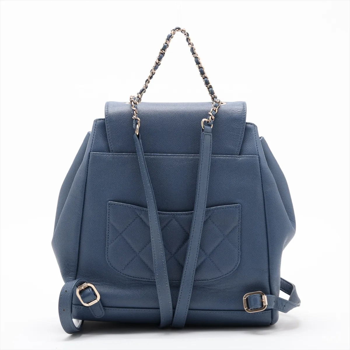 Business Affinity Caviar Skin Chain Backpack, Blue with Gold Hardware, 26841617, serial number in the 26 range. — view 2