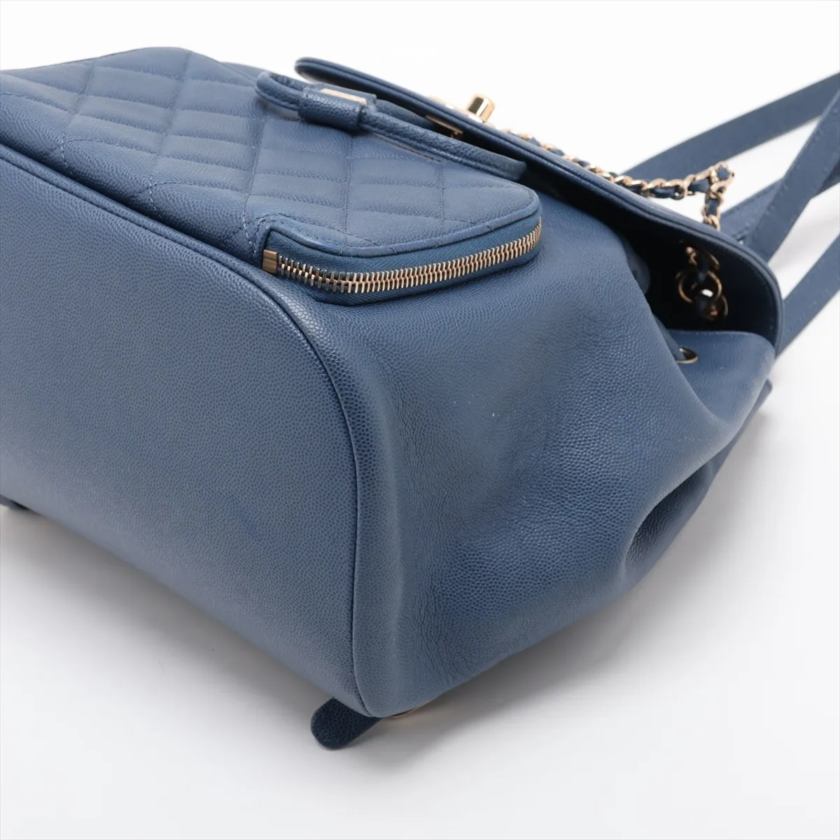 Business Affinity Caviar Skin Chain Backpack, Blue with Gold Hardware, 26841617, serial number in the 26 range. — view 3