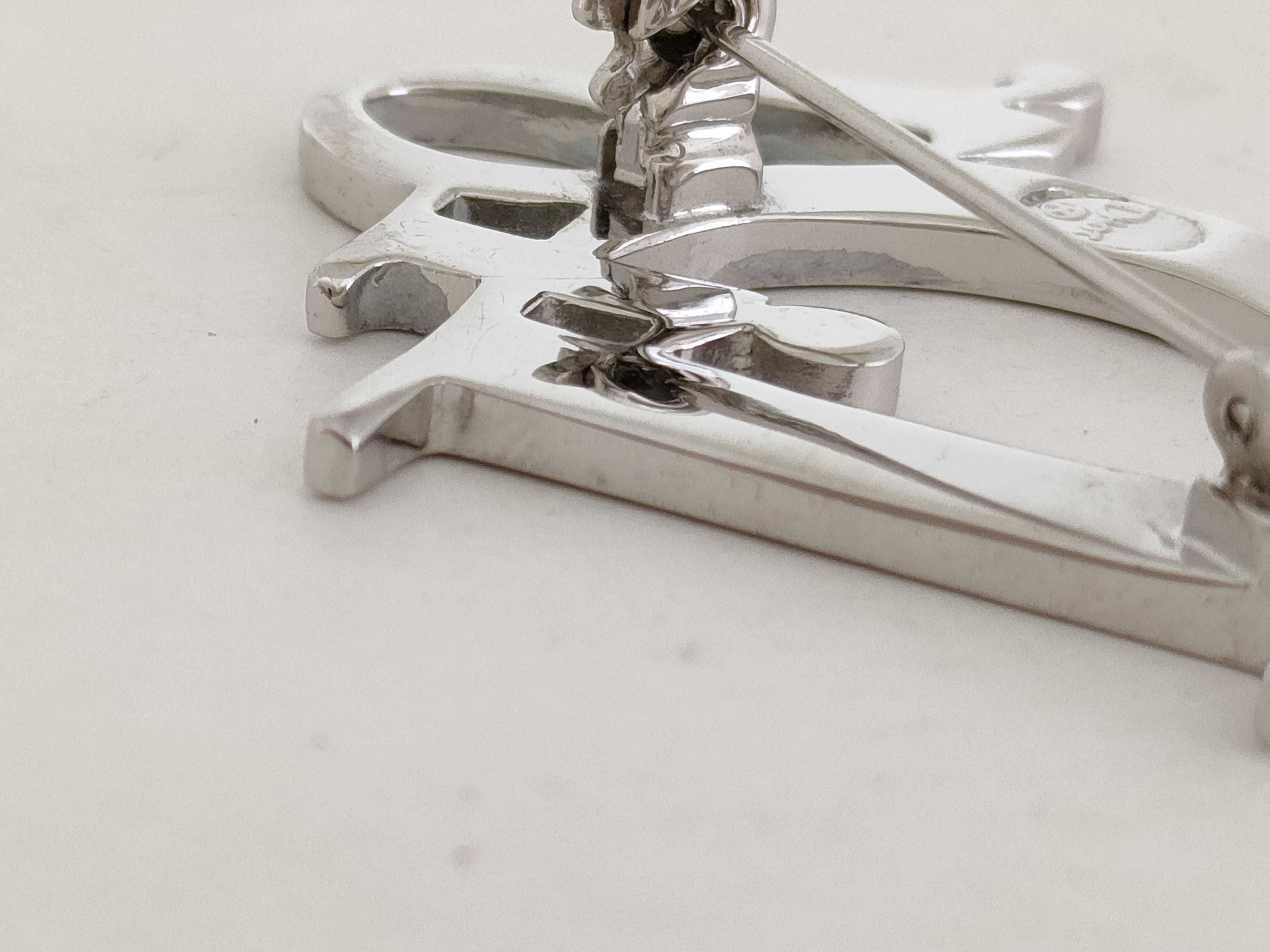 logo silver brooch — view 10