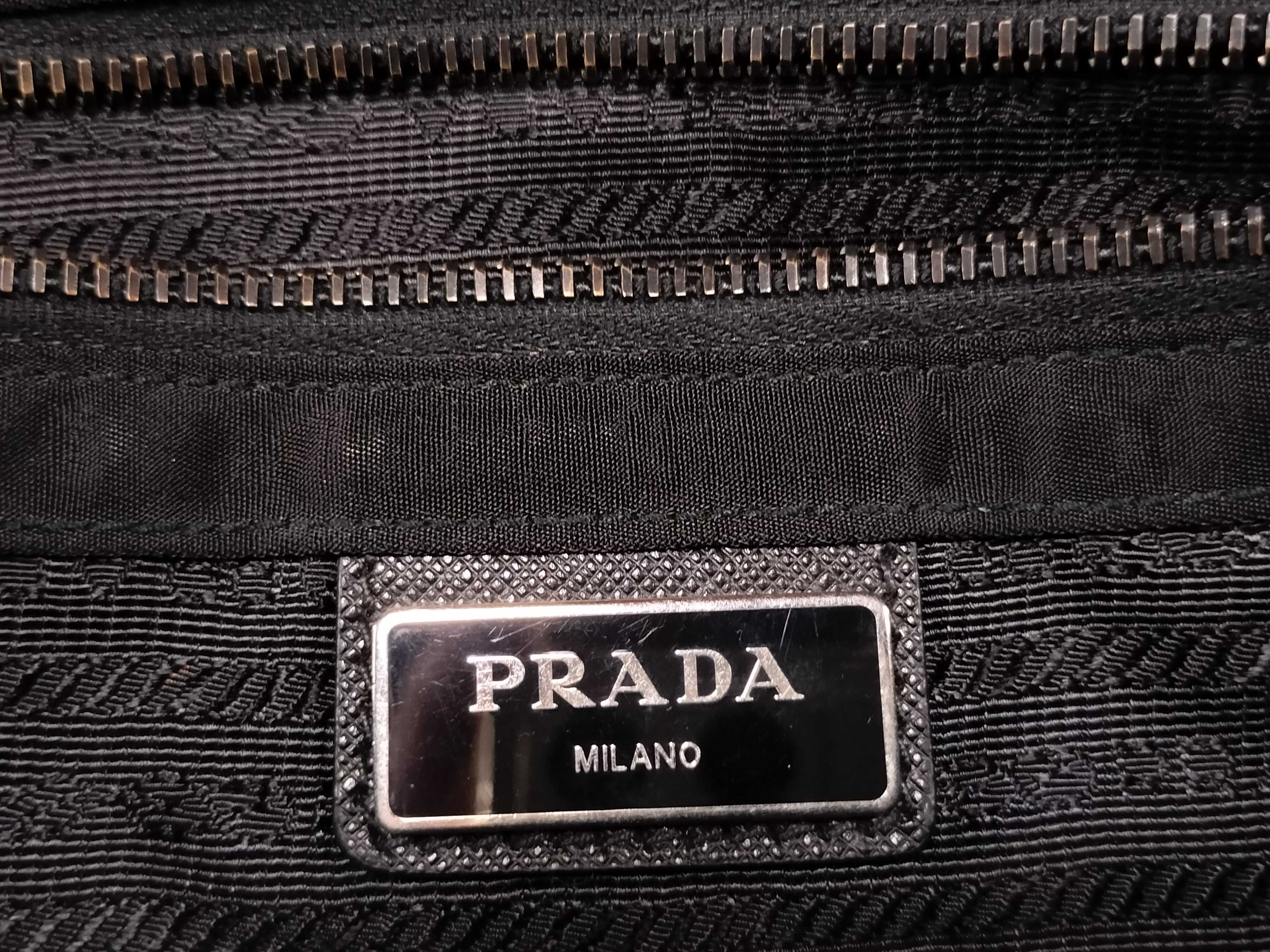 Nylon Messenger Shoulder Bag, Excellent Condition, Nylon and Leather, Black Shoulder Bag — view 12