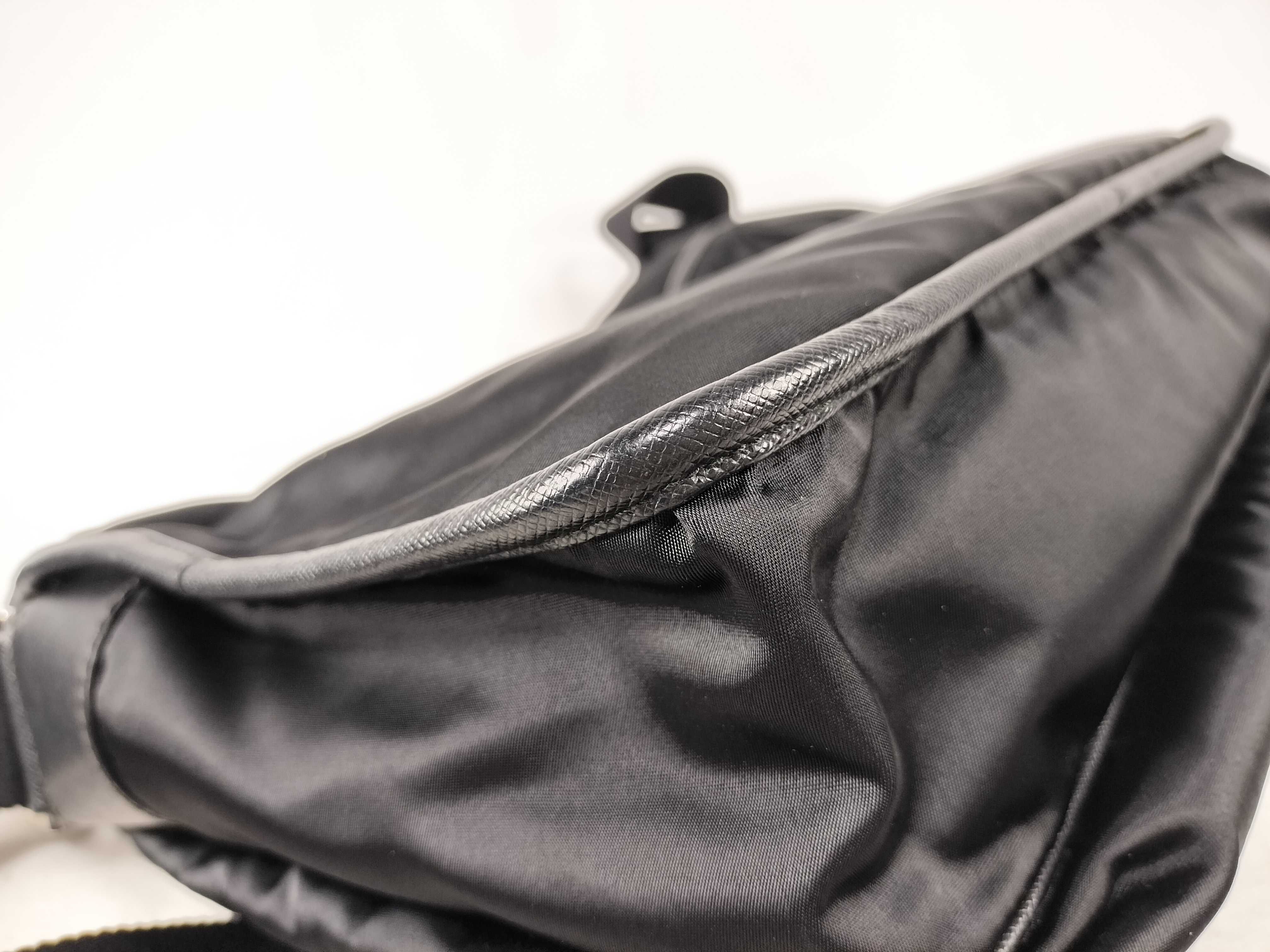 Nylon Messenger Shoulder Bag, Excellent Condition, Nylon and Leather, Black Shoulder Bag — view 6