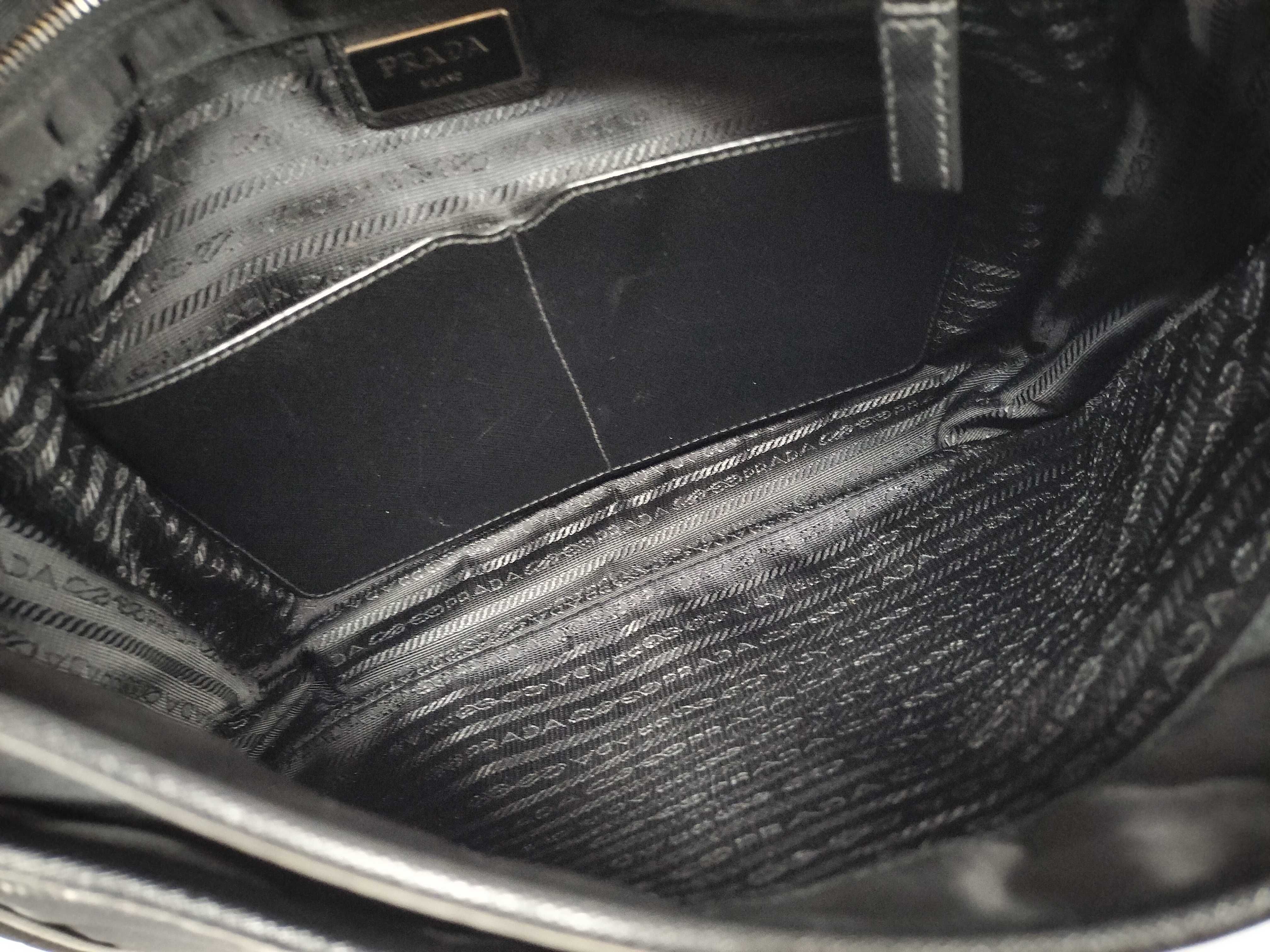 Nylon Messenger Shoulder Bag, Excellent Condition, Nylon and Leather, Black Shoulder Bag — view 10